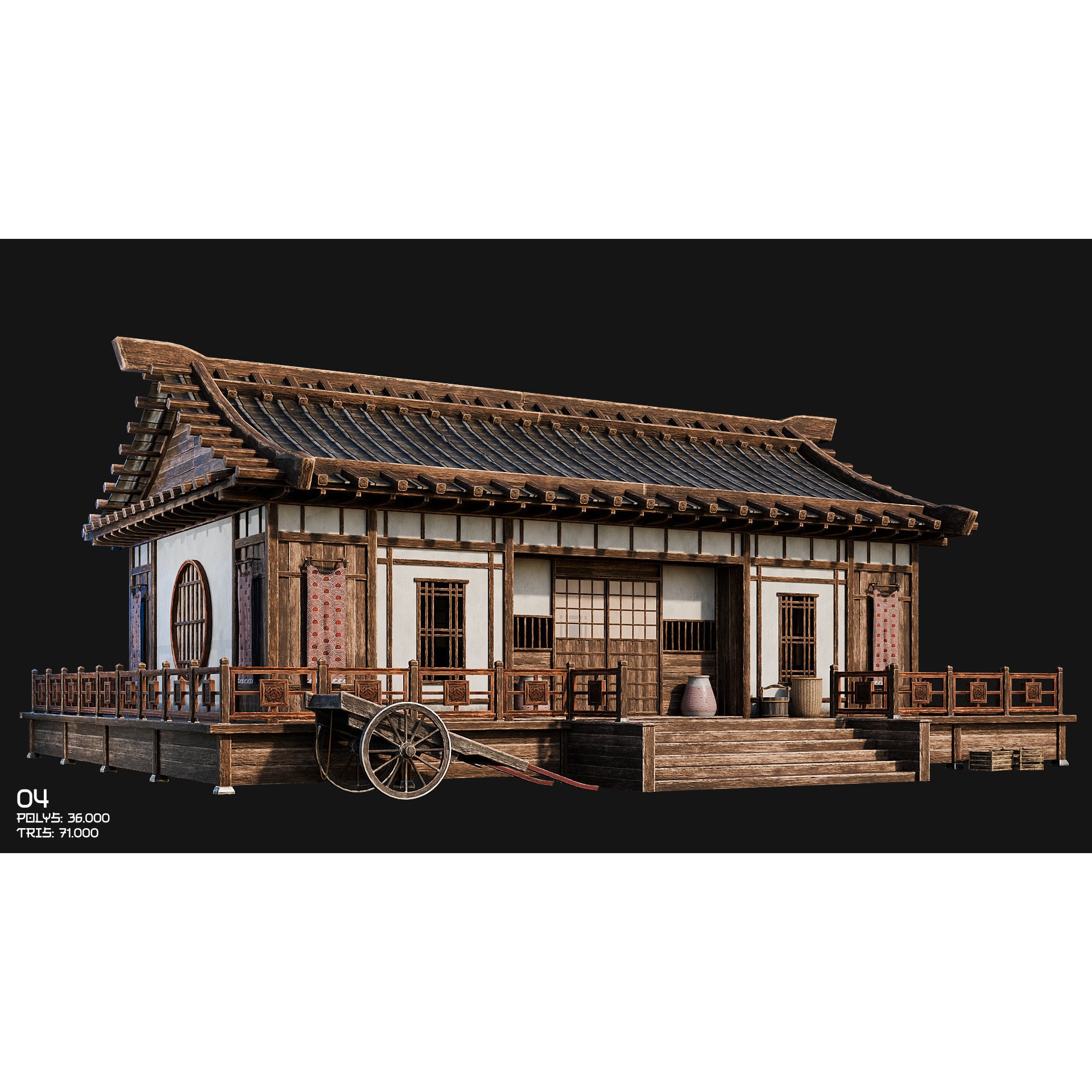 50 Japan Buildings - Low-Poly Game-Ready 3D Model - View 17
