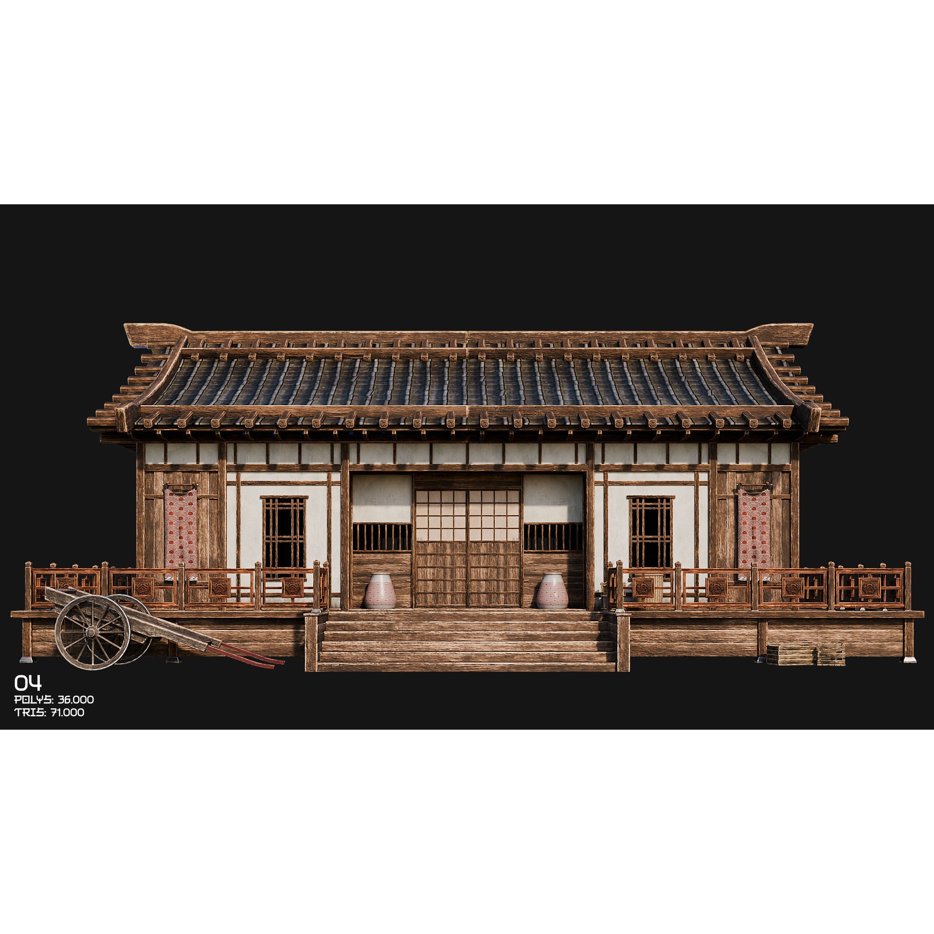 50 Japan Buildings - Low-Poly Game-Ready 3D Model - View 18