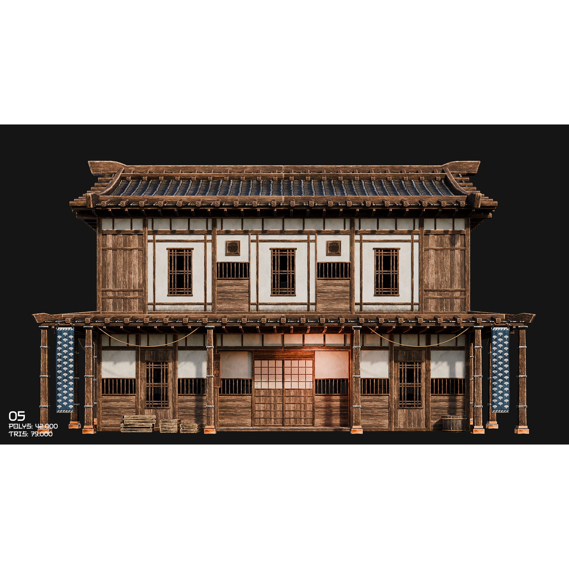 50 Japan Buildings - Low-Poly Game-Ready 3D Model - View 19