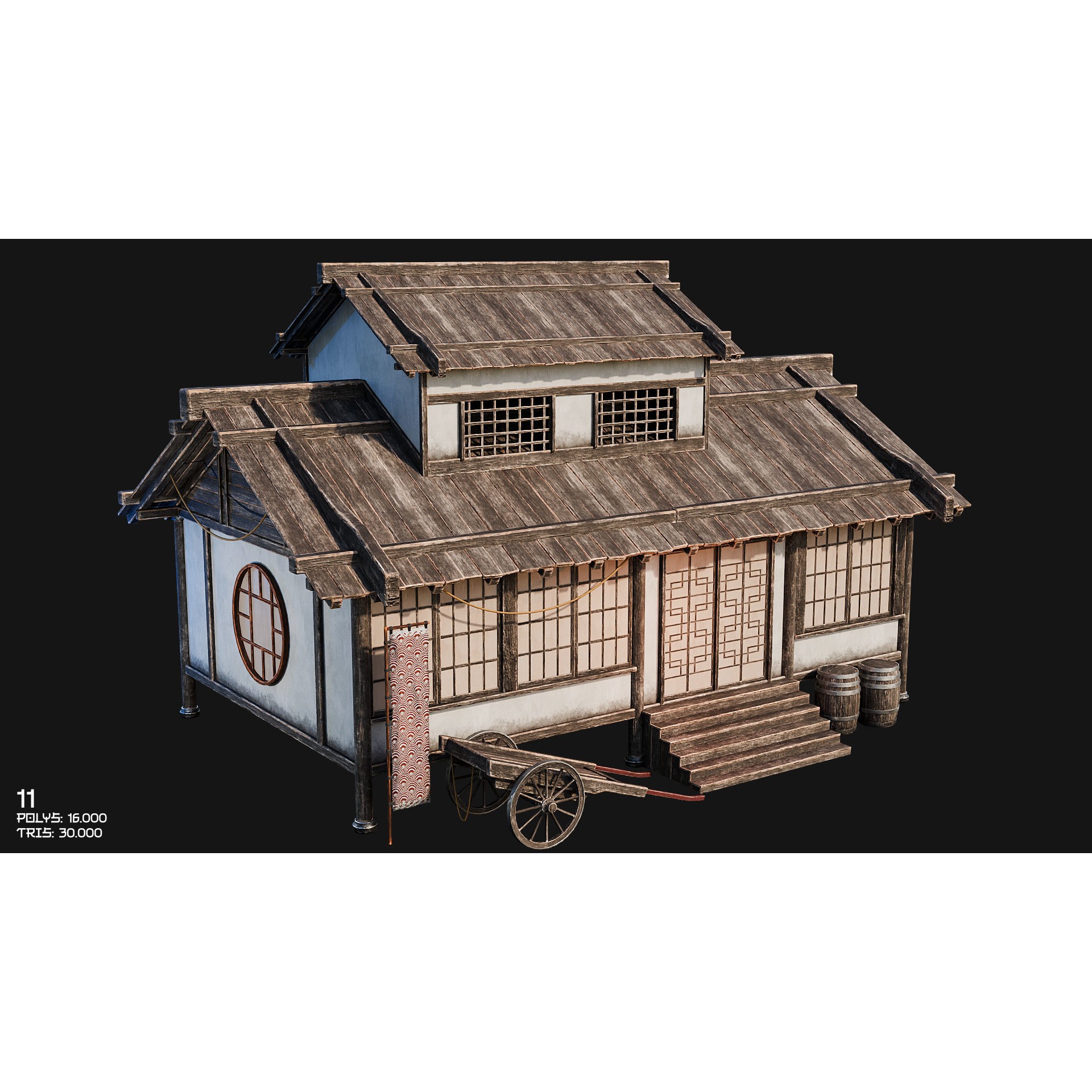 50 Japan Buildings - Low-Poly Game-Ready 3D Model - View 26
