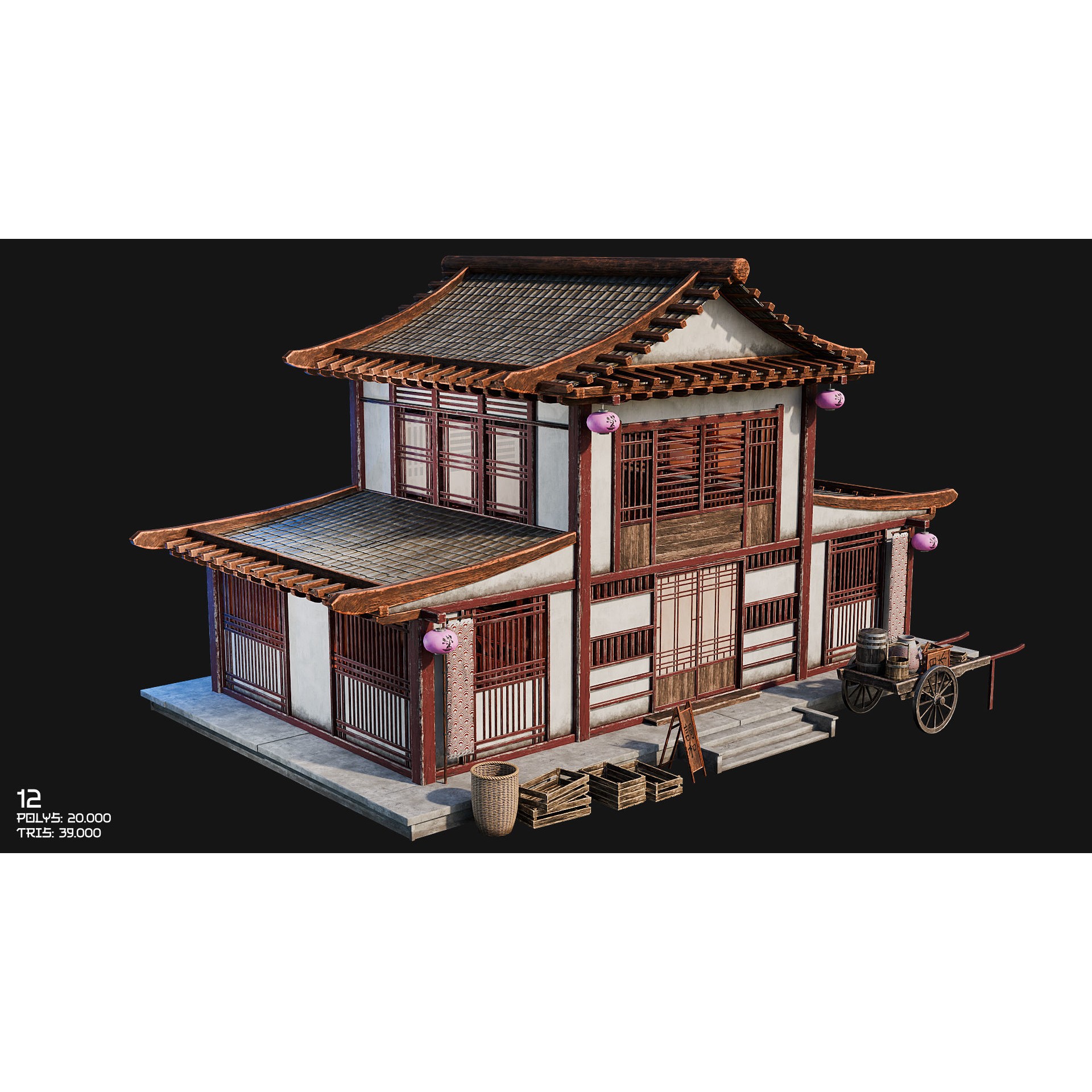 50 Japan Buildings - Low-Poly Game-Ready 3D Model - View 27