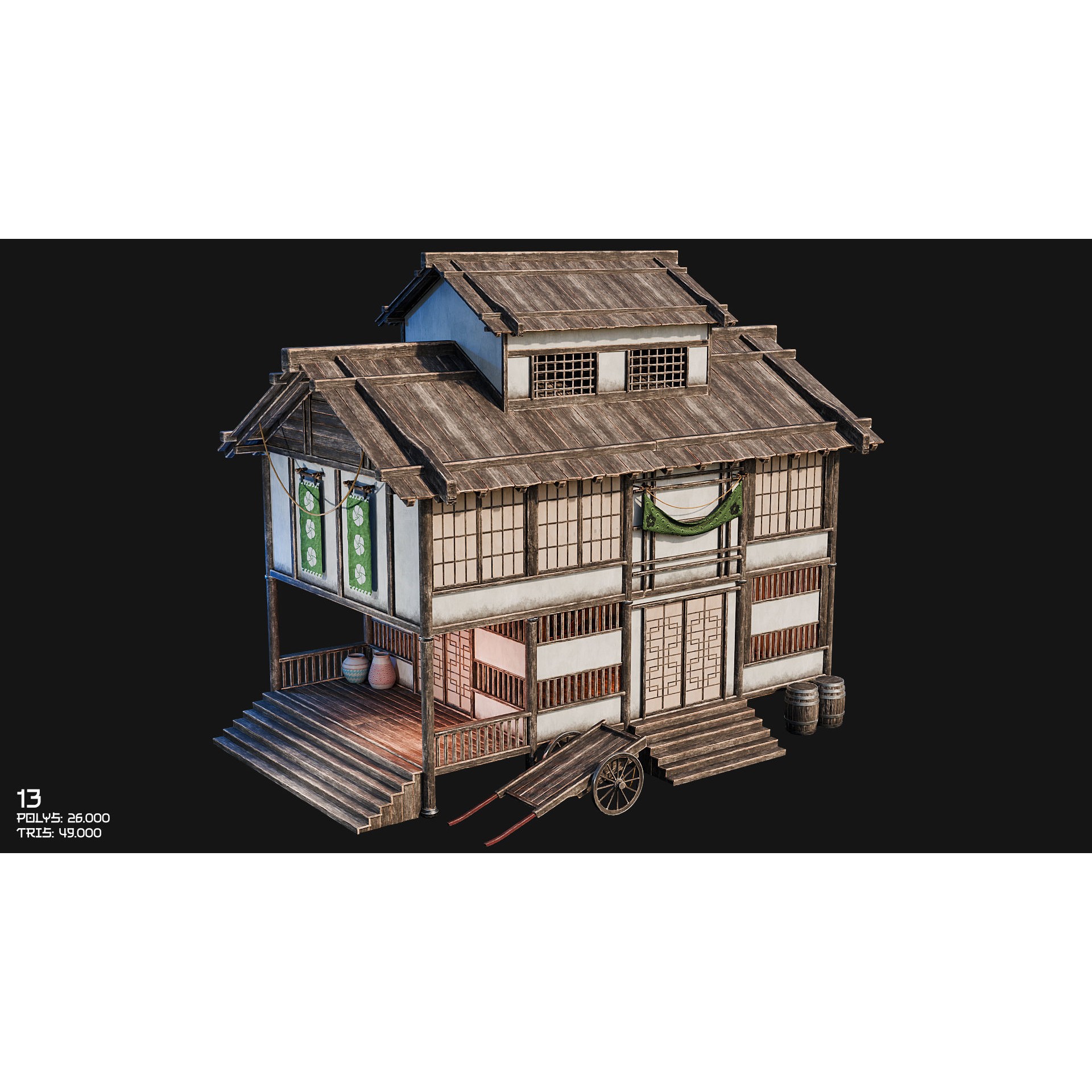 50 Japan Buildings - Low-Poly Game-Ready 3D Model - View 29