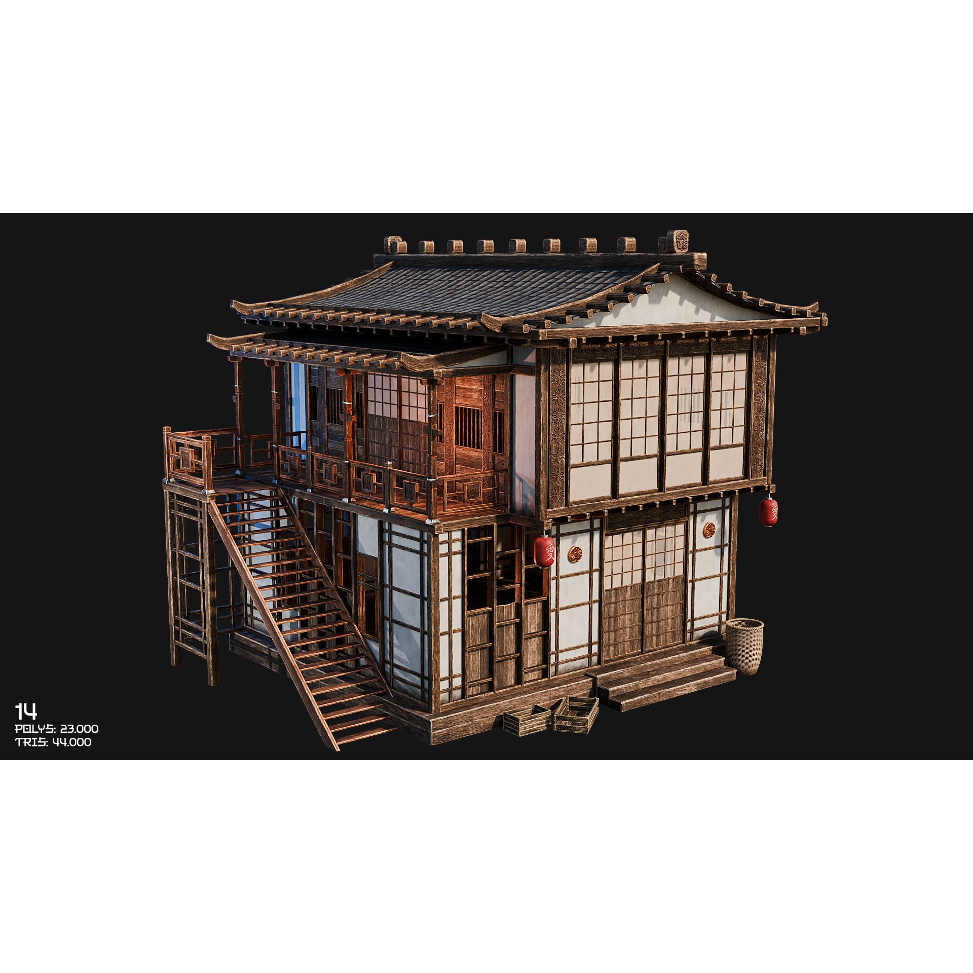 50 Japan Buildings - Low-Poly Game-Ready 3D Model - View 30