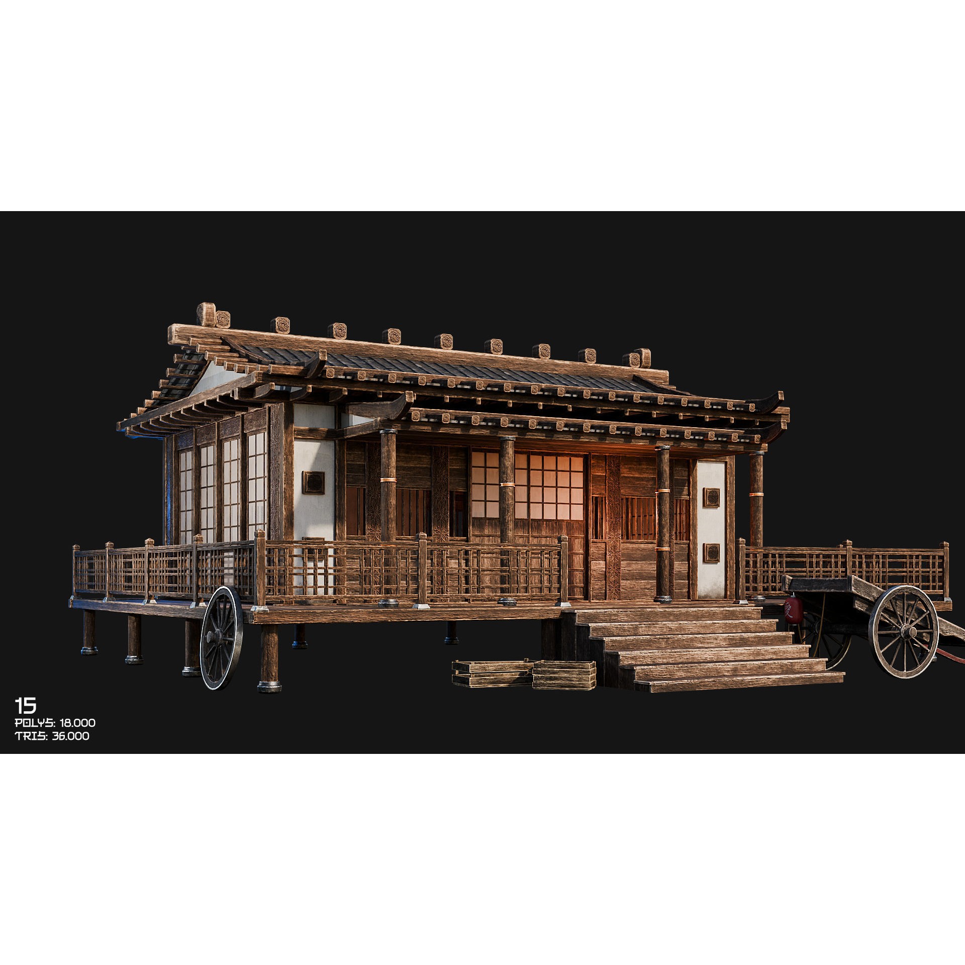 50 Japan Buildings - Low-Poly Game-Ready 3D Model - View 31