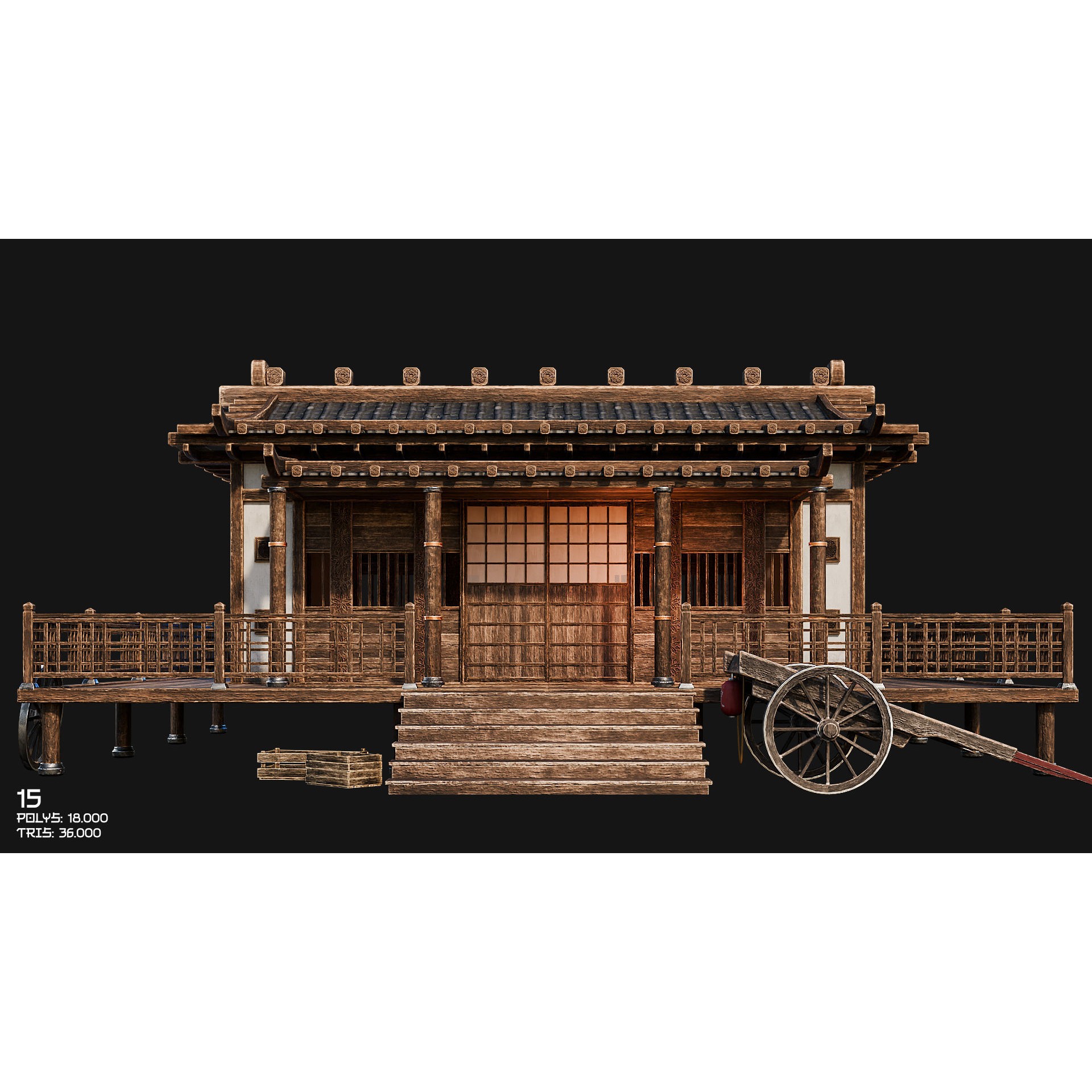 50 Japan Buildings - Low-Poly Game-Ready 3D Model - View 32