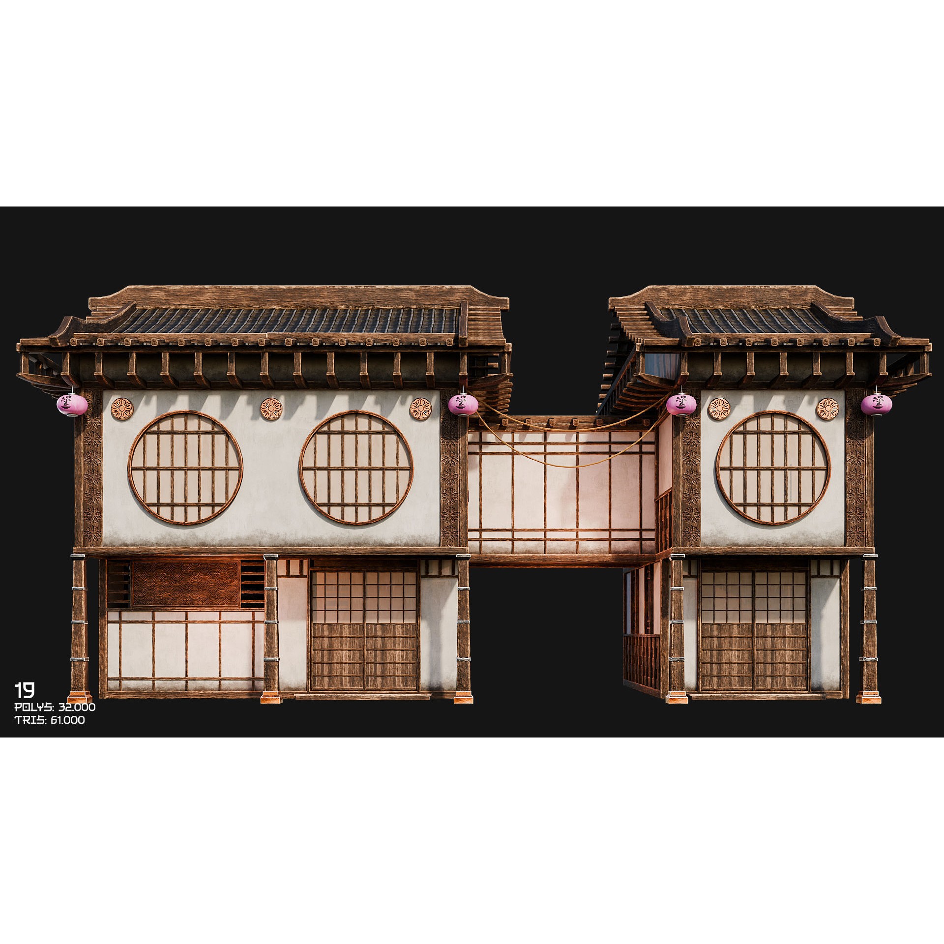 50 Japan Buildings - Low-Poly Game-Ready 3D Model - View 37