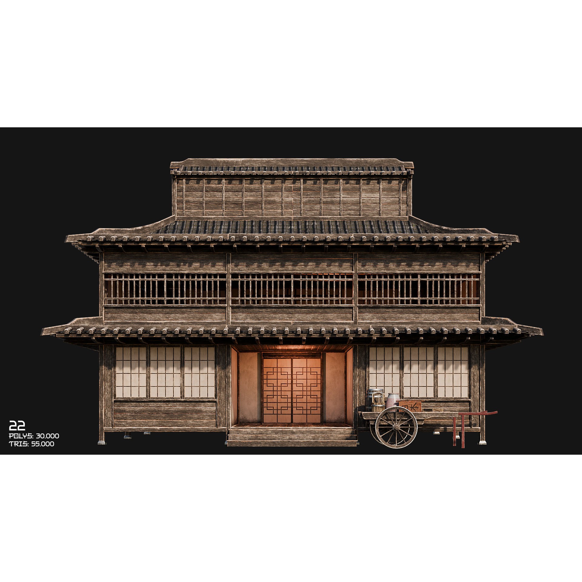 50 Japan Buildings - Low-Poly Game-Ready 3D Model - View 41