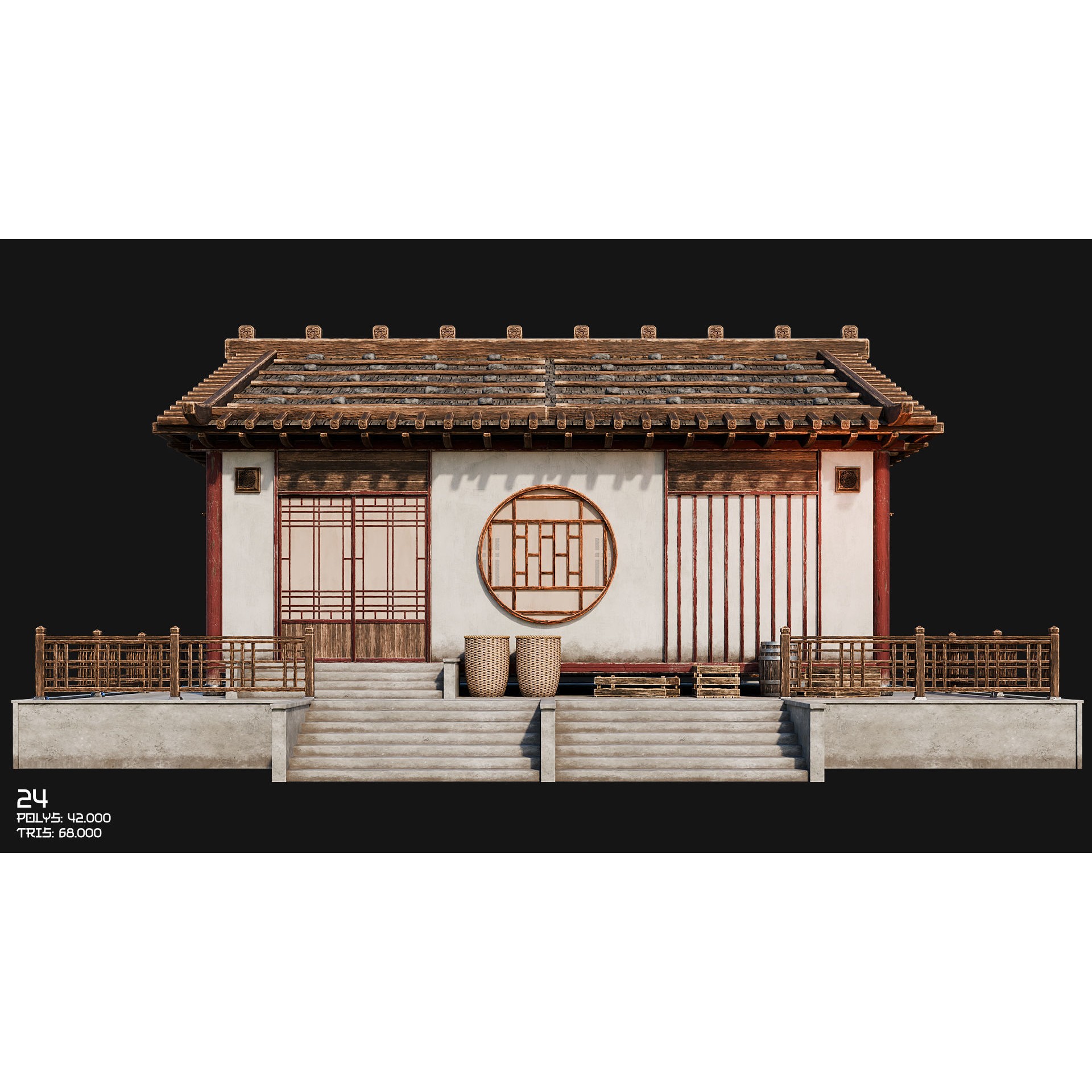 50 Japan Buildings - Low-Poly Game-Ready 3D Model - View 45