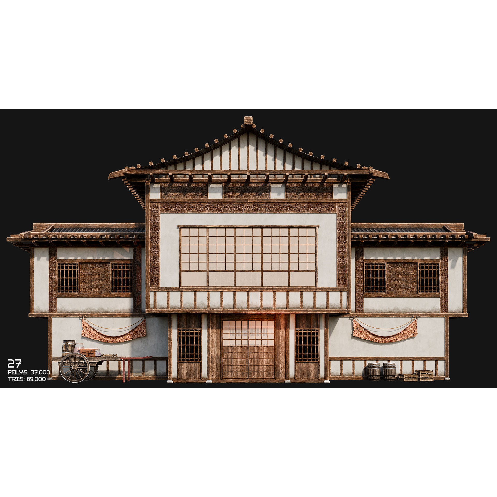 50 Japan Buildings - Low-Poly Game-Ready 3D Model - View 46