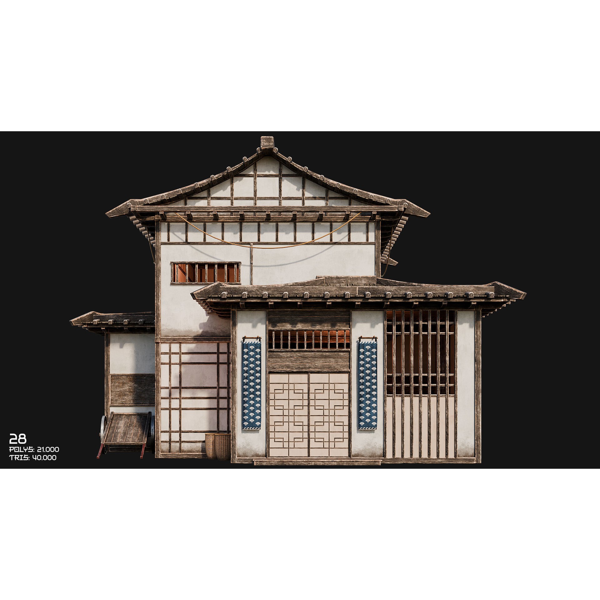 50 Japan Buildings - Low-Poly Game-Ready 3D Model - View 48