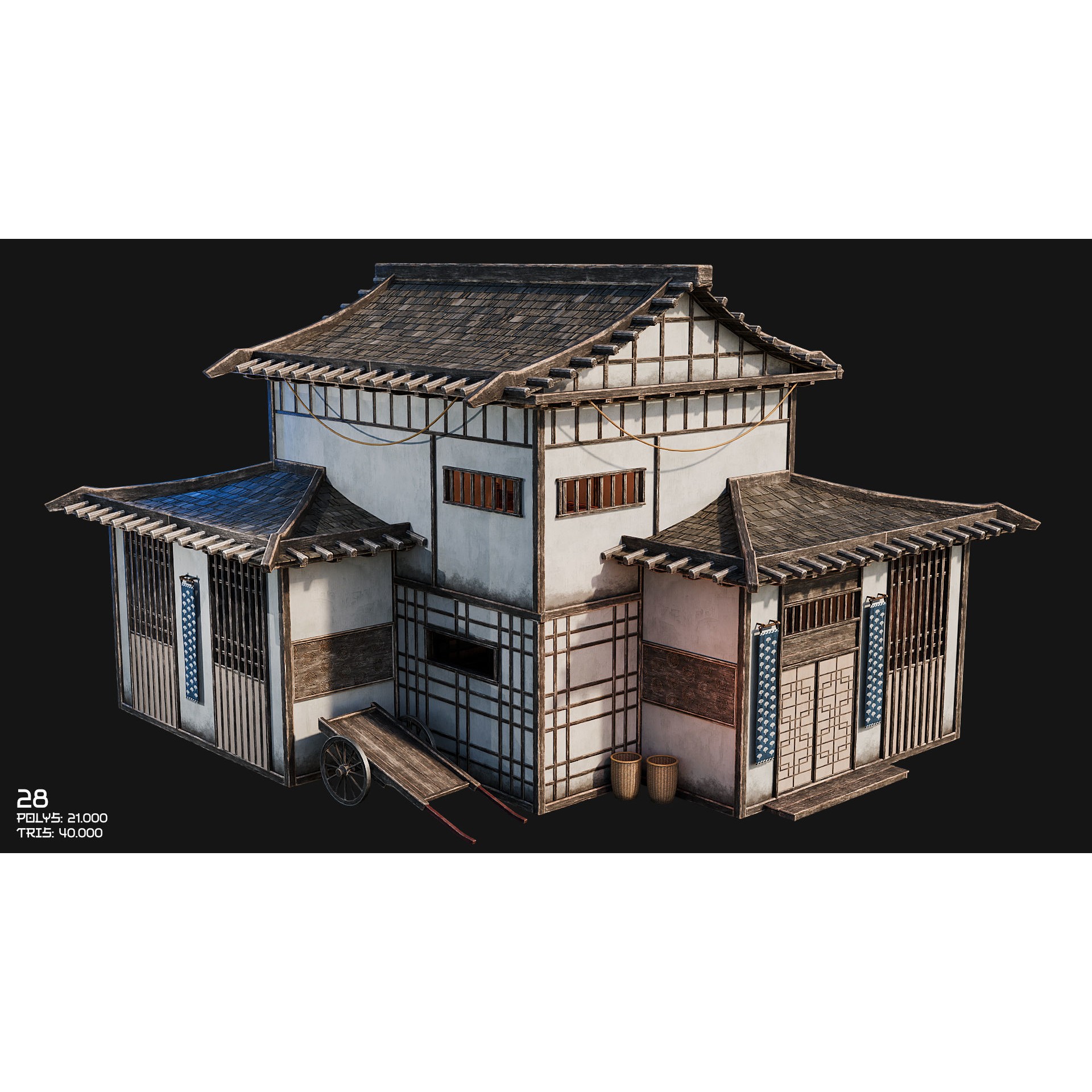 50 Japan Buildings - Low-Poly Game-Ready 3D Model - View 49