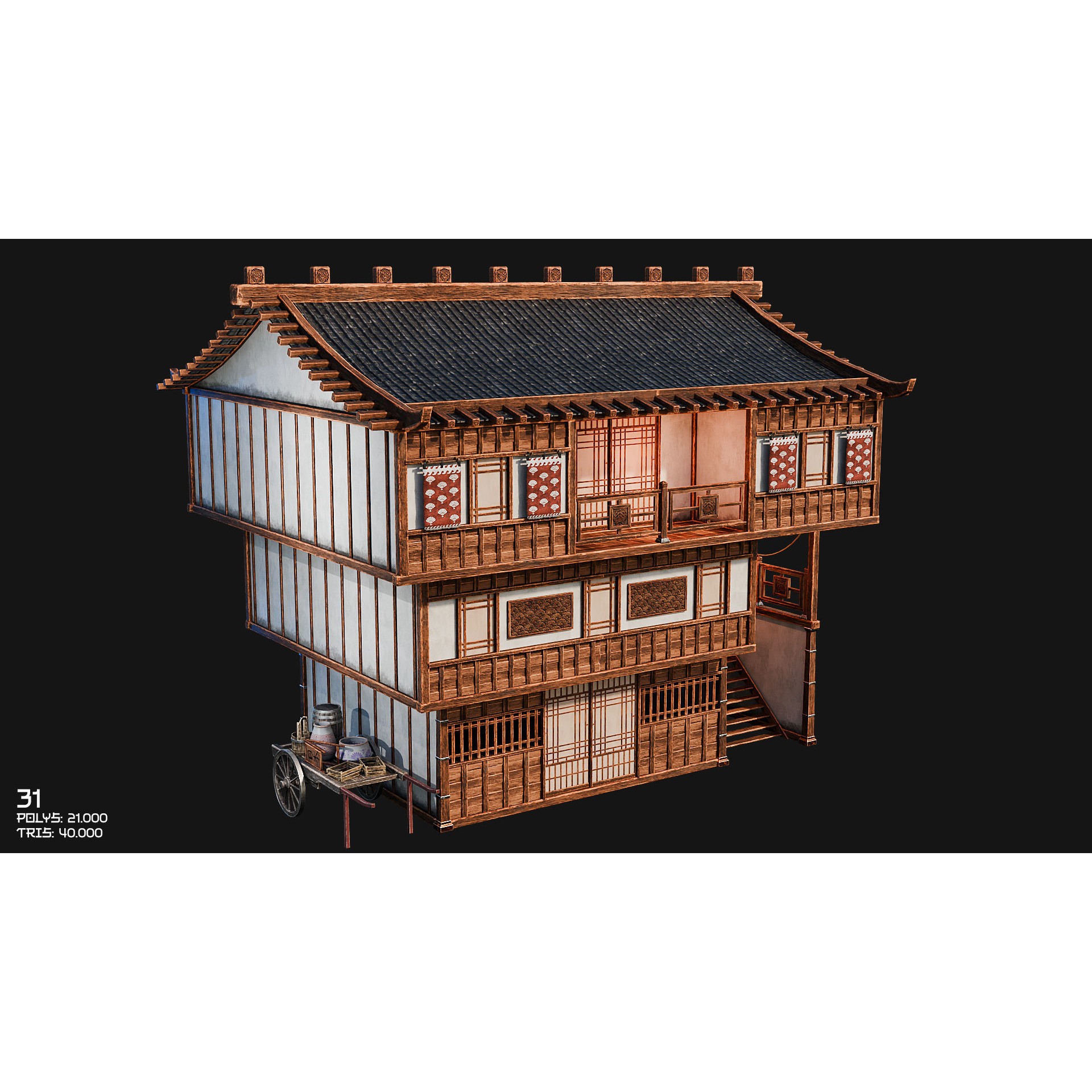 50 Japan Buildings - Low-Poly Game-Ready 3D Model - View 51