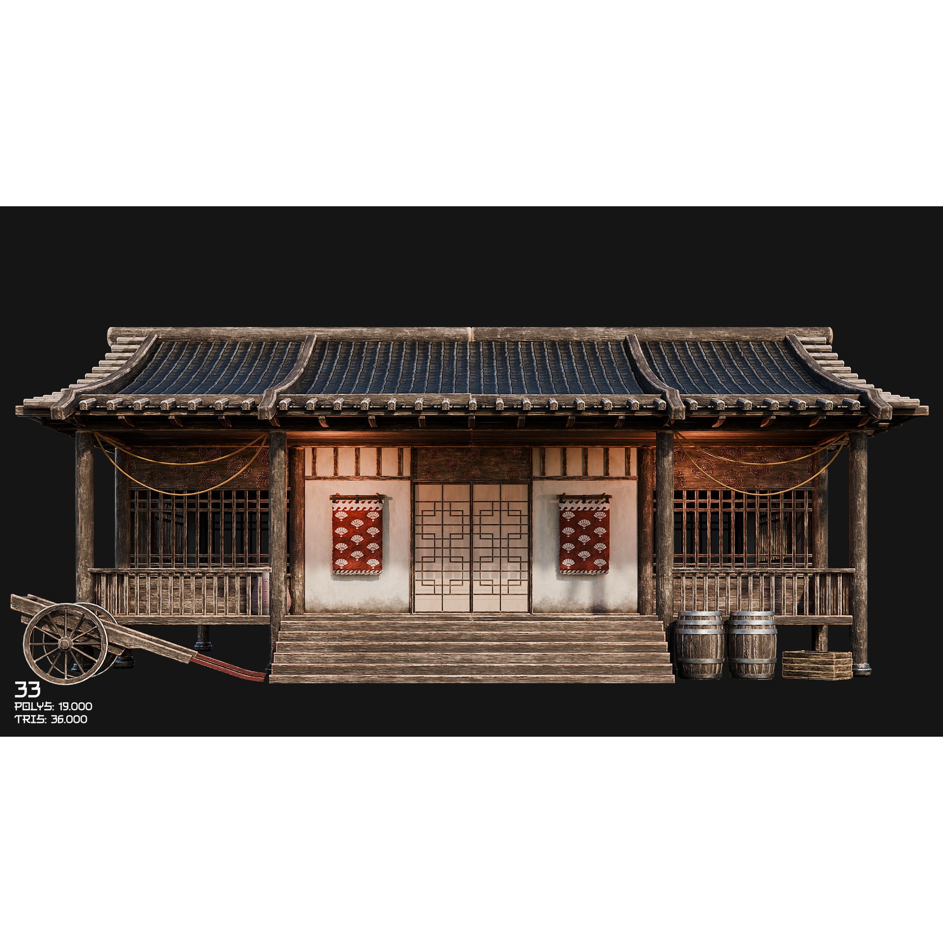 50 Japan Buildings - Low-Poly Game-Ready 3D Model - View 54