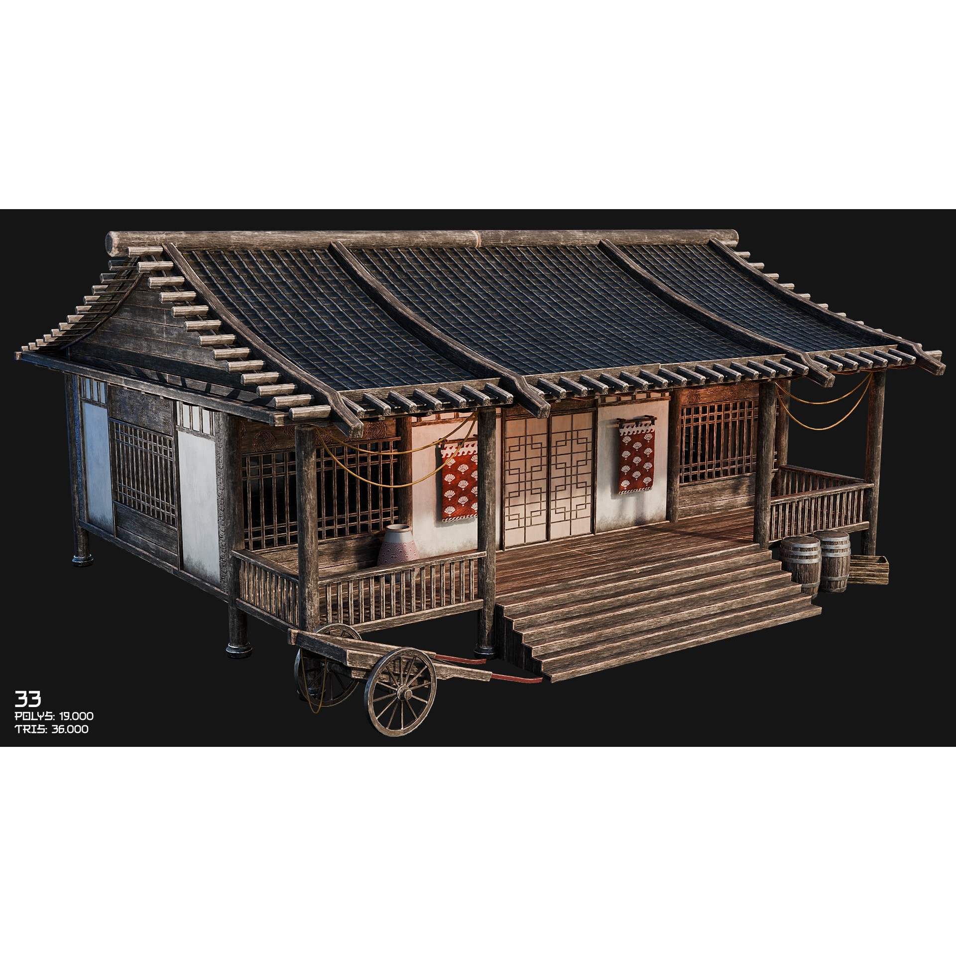 50 Japan Buildings - Low-Poly Game-Ready 3D Model - View 55