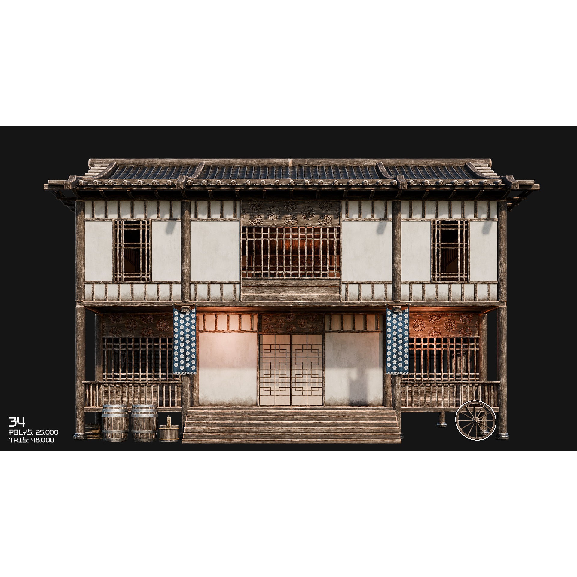 50 Japan Buildings - Low-Poly Game-Ready 3D Model - View 56