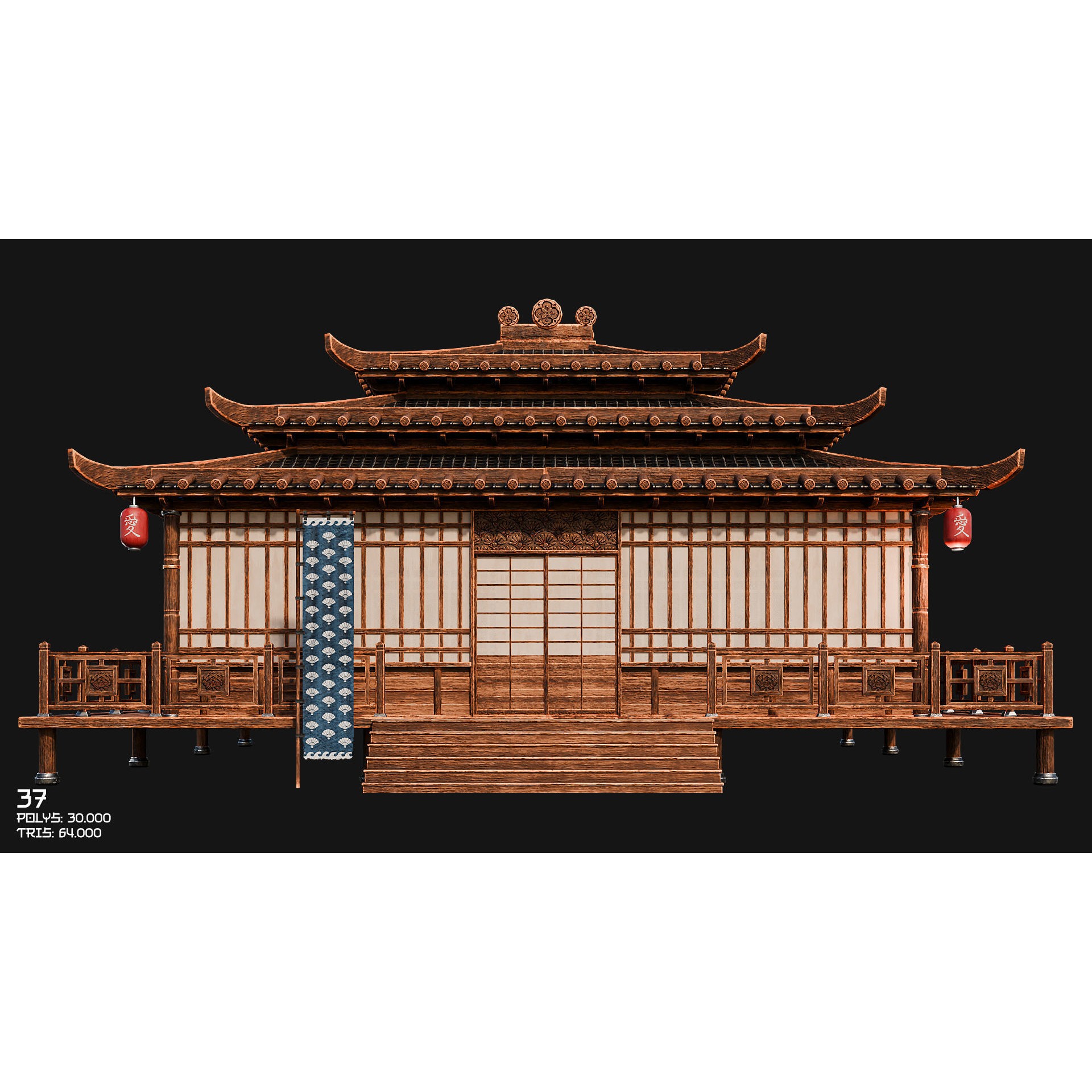 50 Japan Buildings - Low-Poly Game-Ready 3D Model - View 61