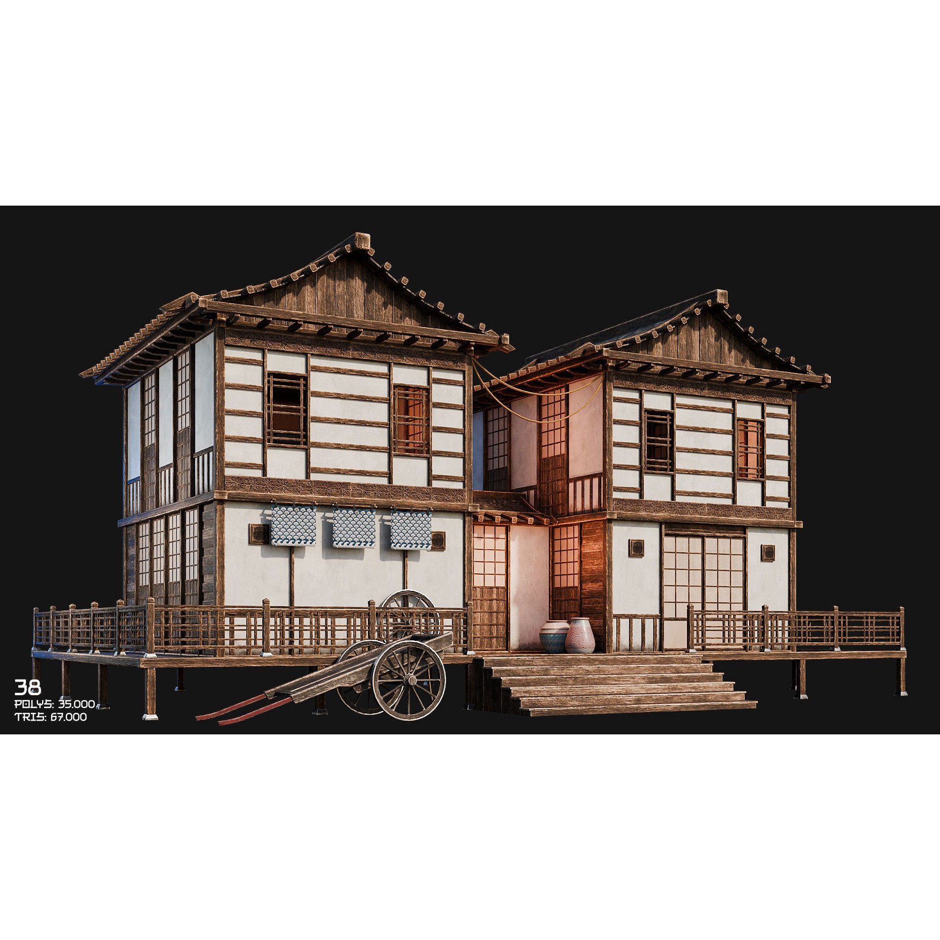 50 Japan Buildings - Low-Poly Game-Ready 3D Model - View 63