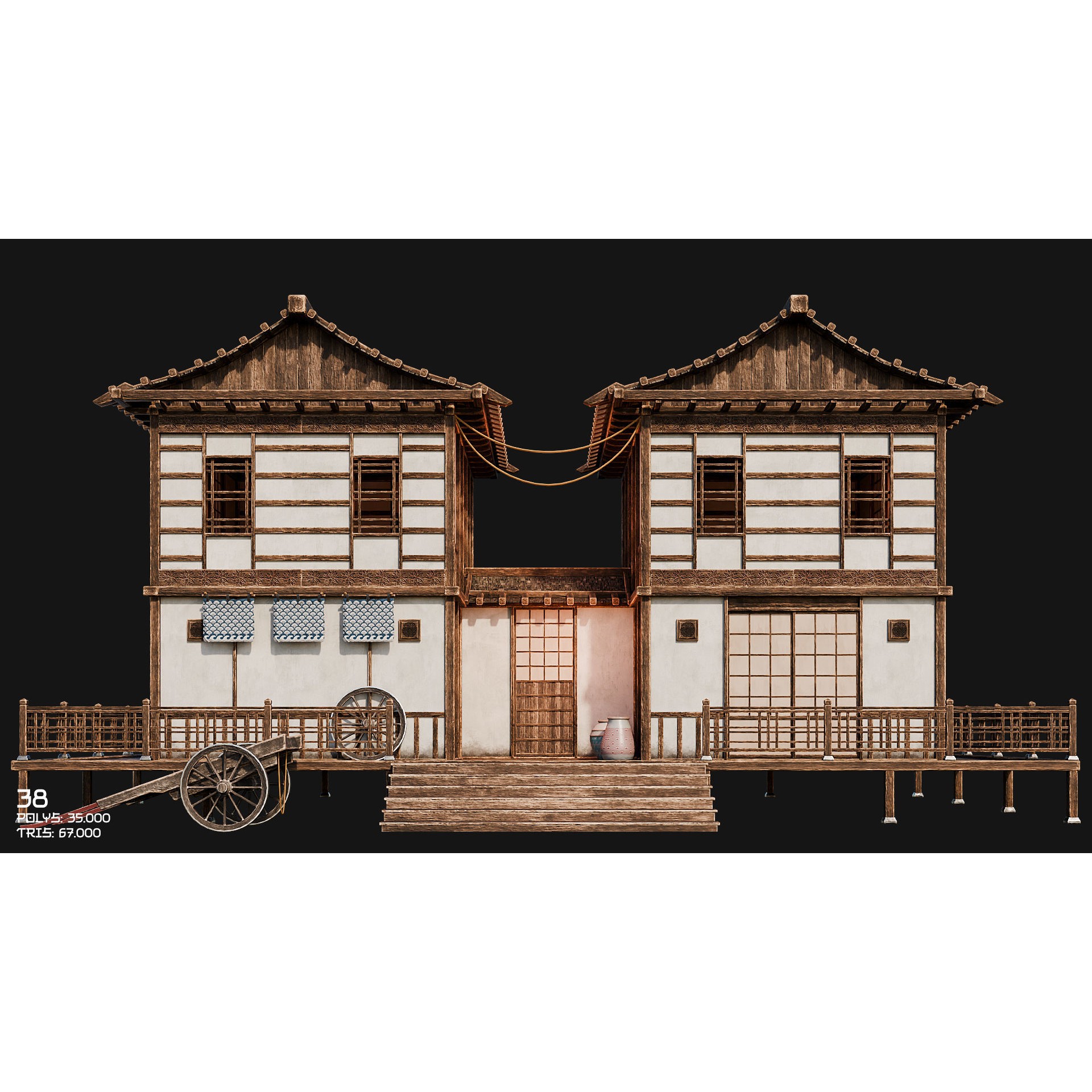 50 Japan Buildings - Low-Poly Game-Ready 3D Model - View 64