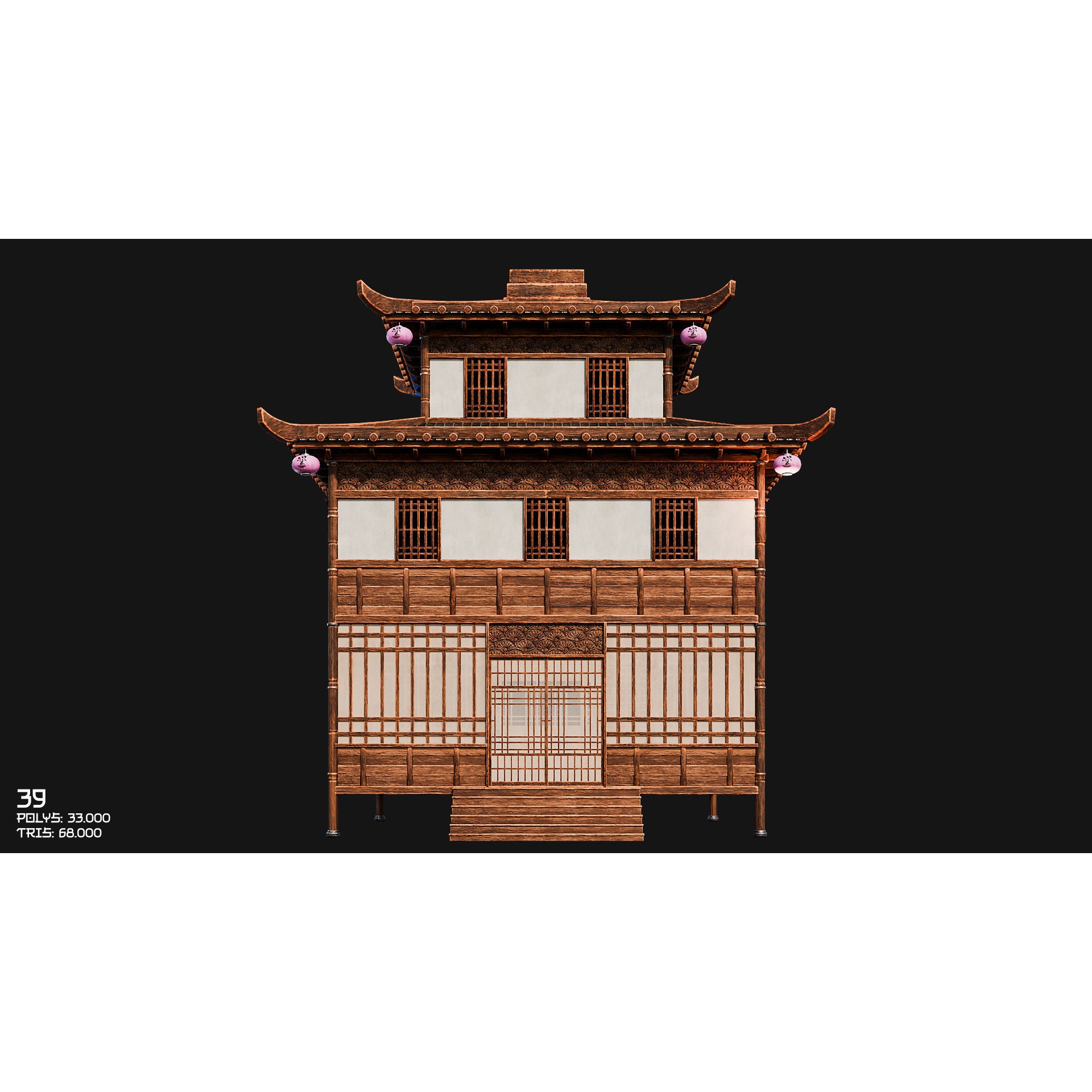 50 Japan Buildings - Low-Poly Game-Ready 3D Model - View 65