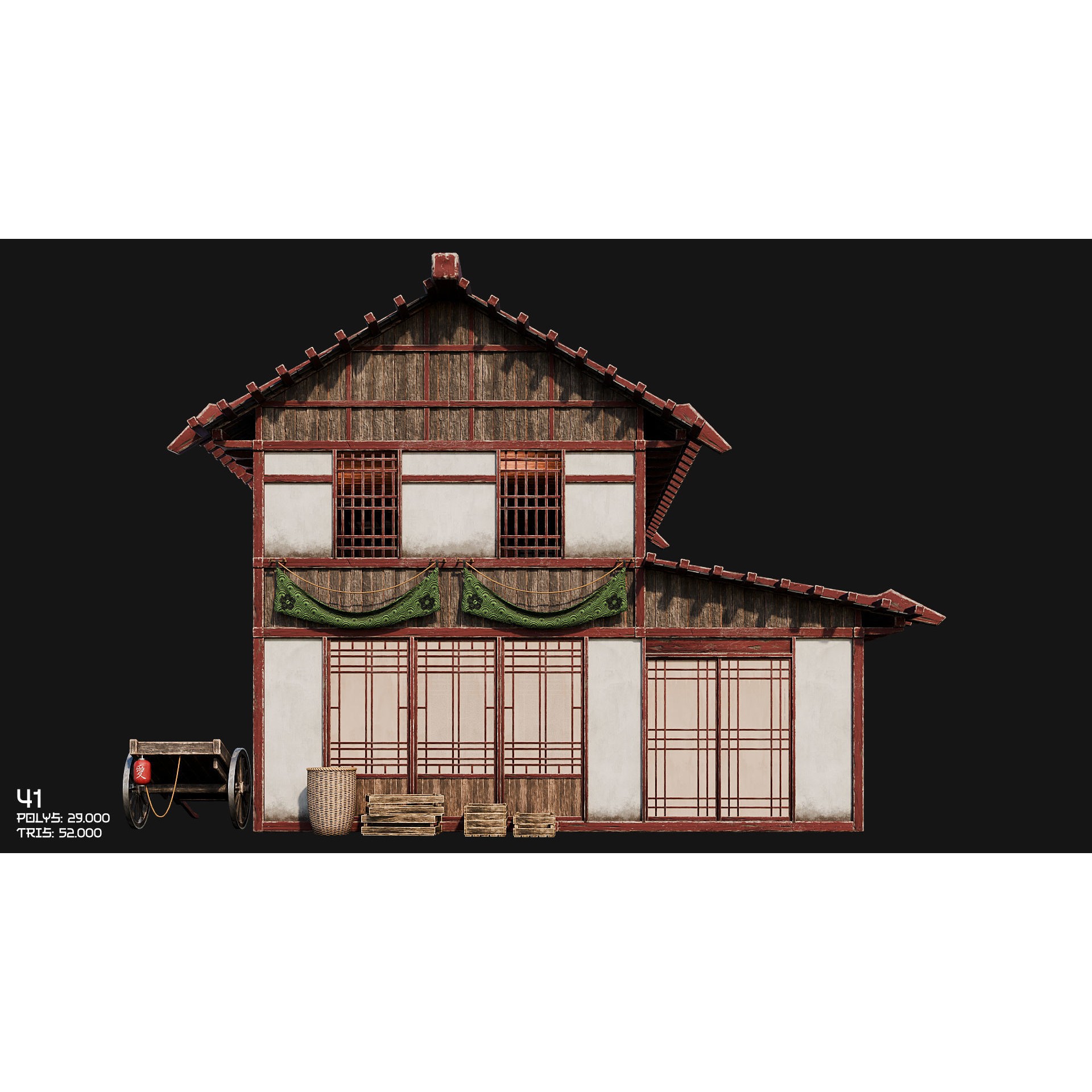 50 Japan Buildings - Low-Poly Game-Ready 3D Model - View 68