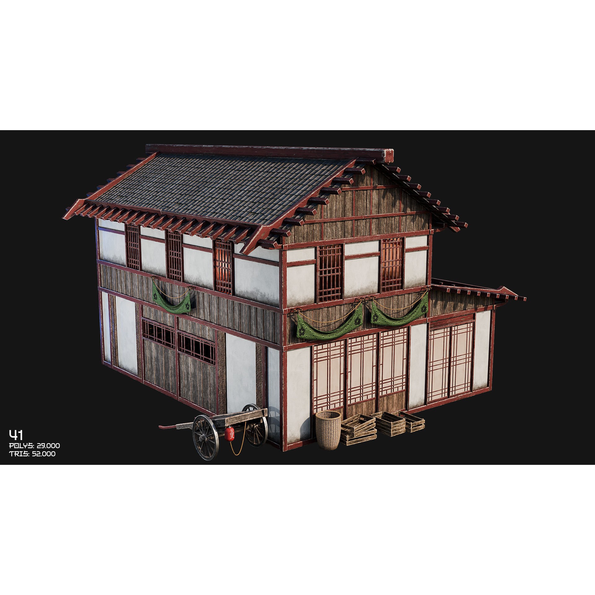 50 Japan Buildings - Low-Poly Game-Ready 3D Model - View 69