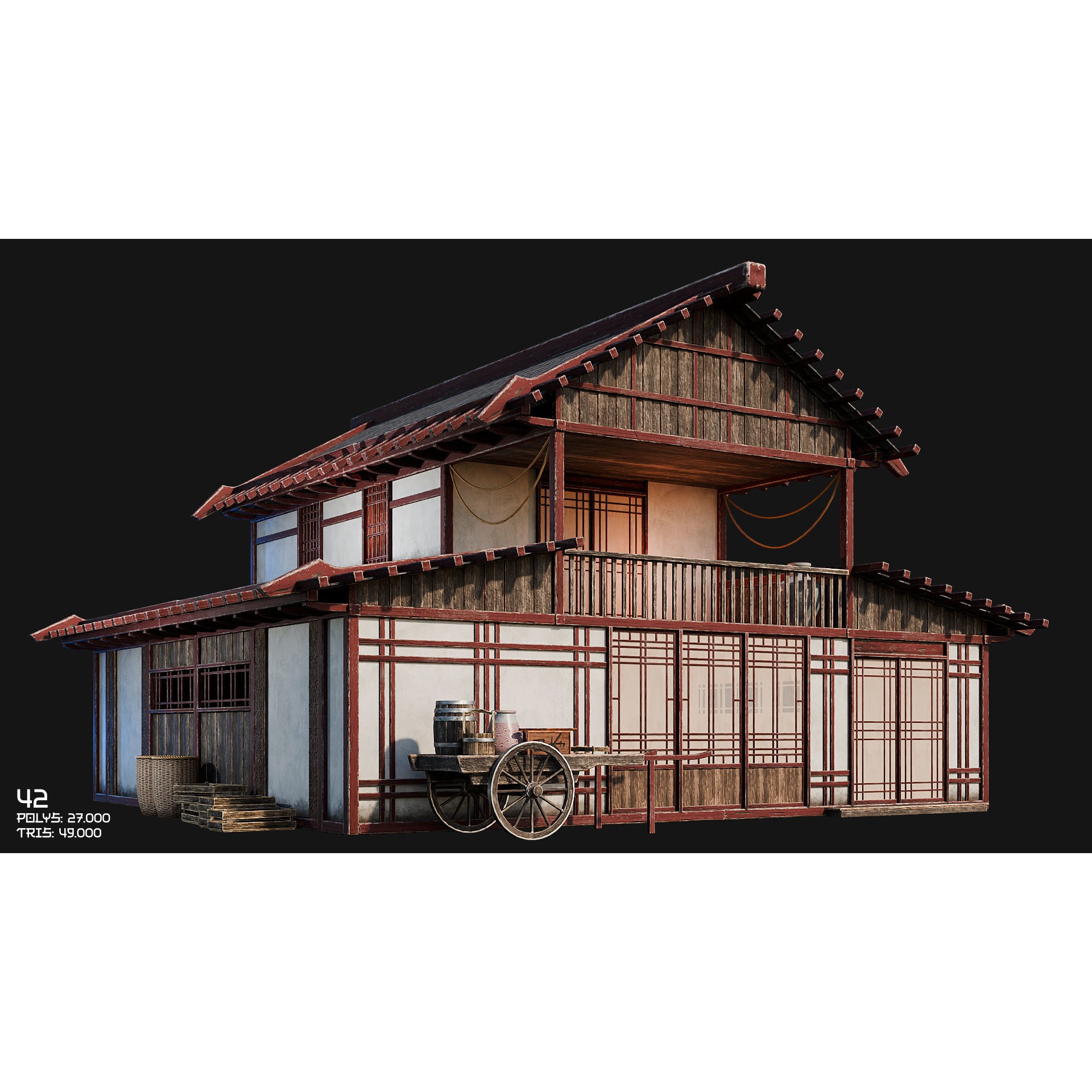 50 Japan Buildings - Low-Poly Game-Ready 3D Model - View 70