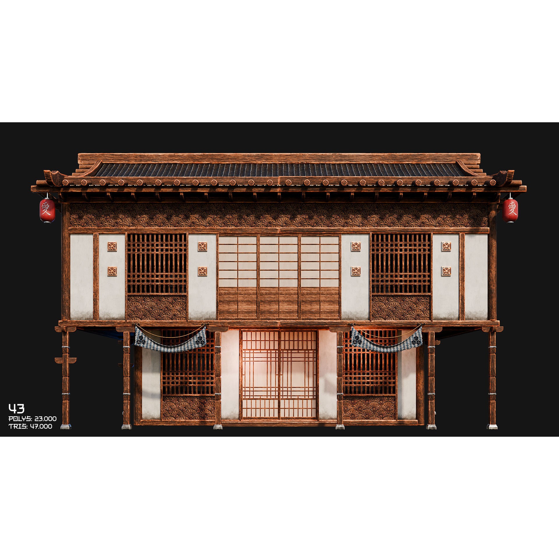 50 Japan Buildings - Low-Poly Game-Ready 3D Model - View 72