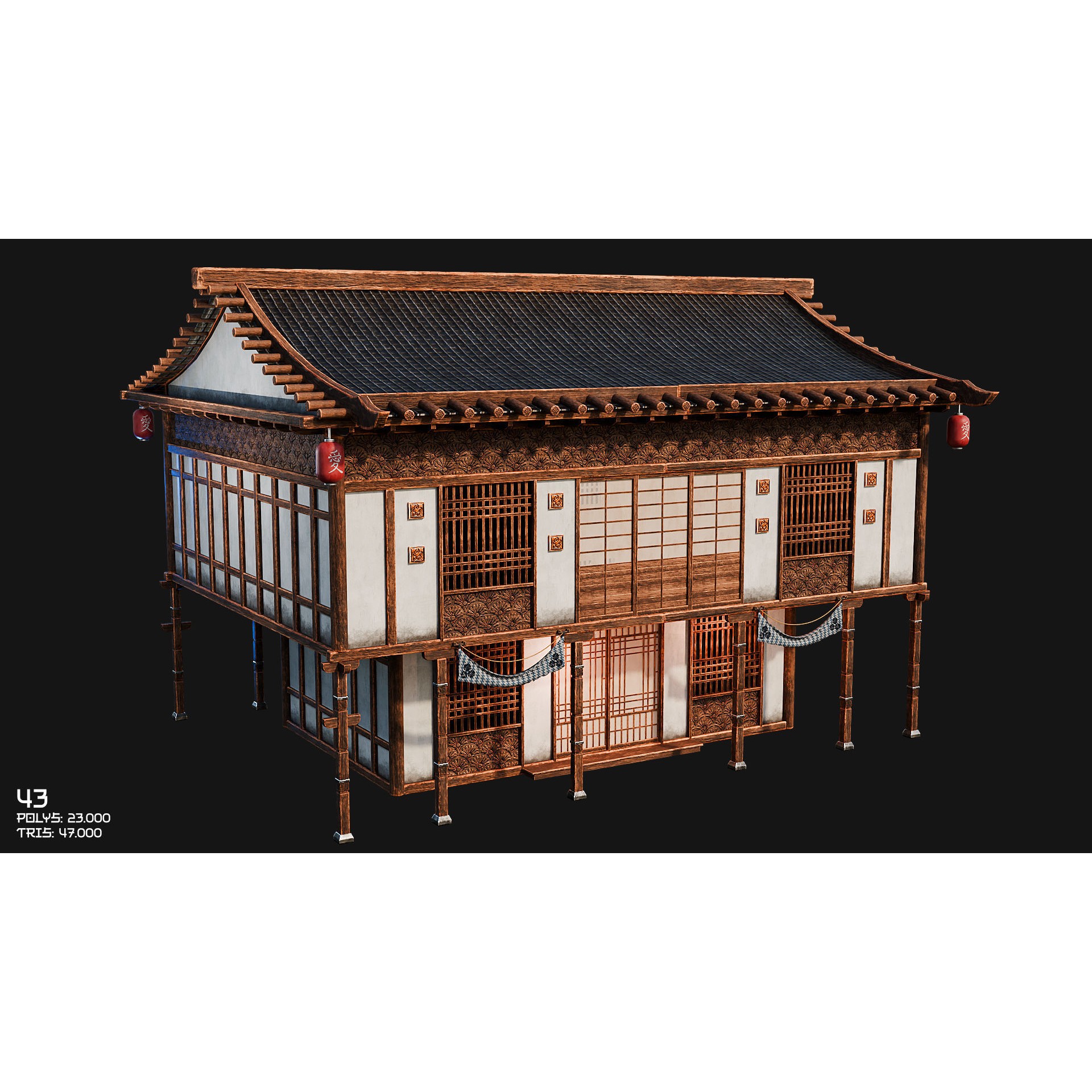 50 Japan Buildings - Low-Poly Game-Ready 3D Model - View 73
