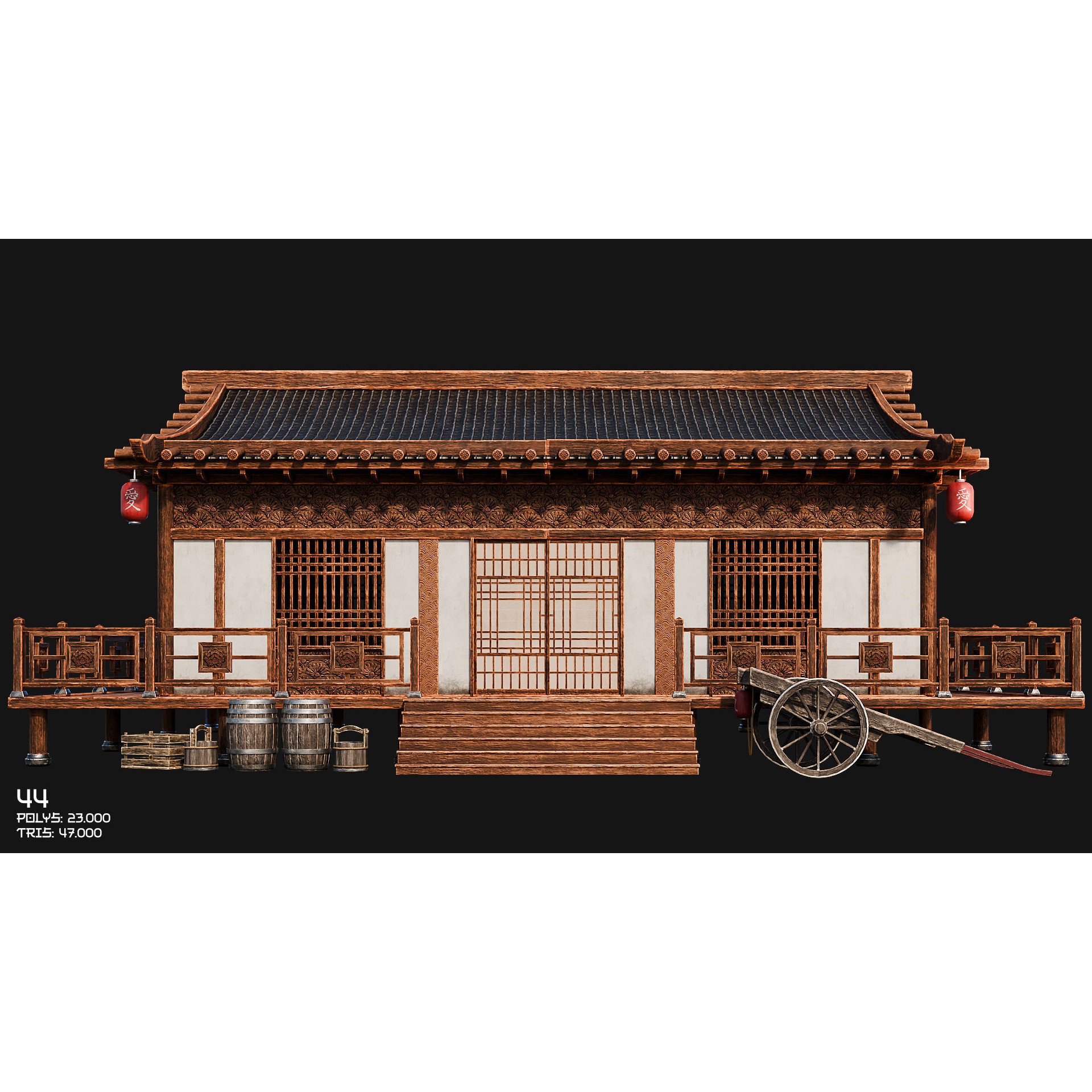 50 Japan Buildings - Low-Poly Game-Ready 3D Model - View 74