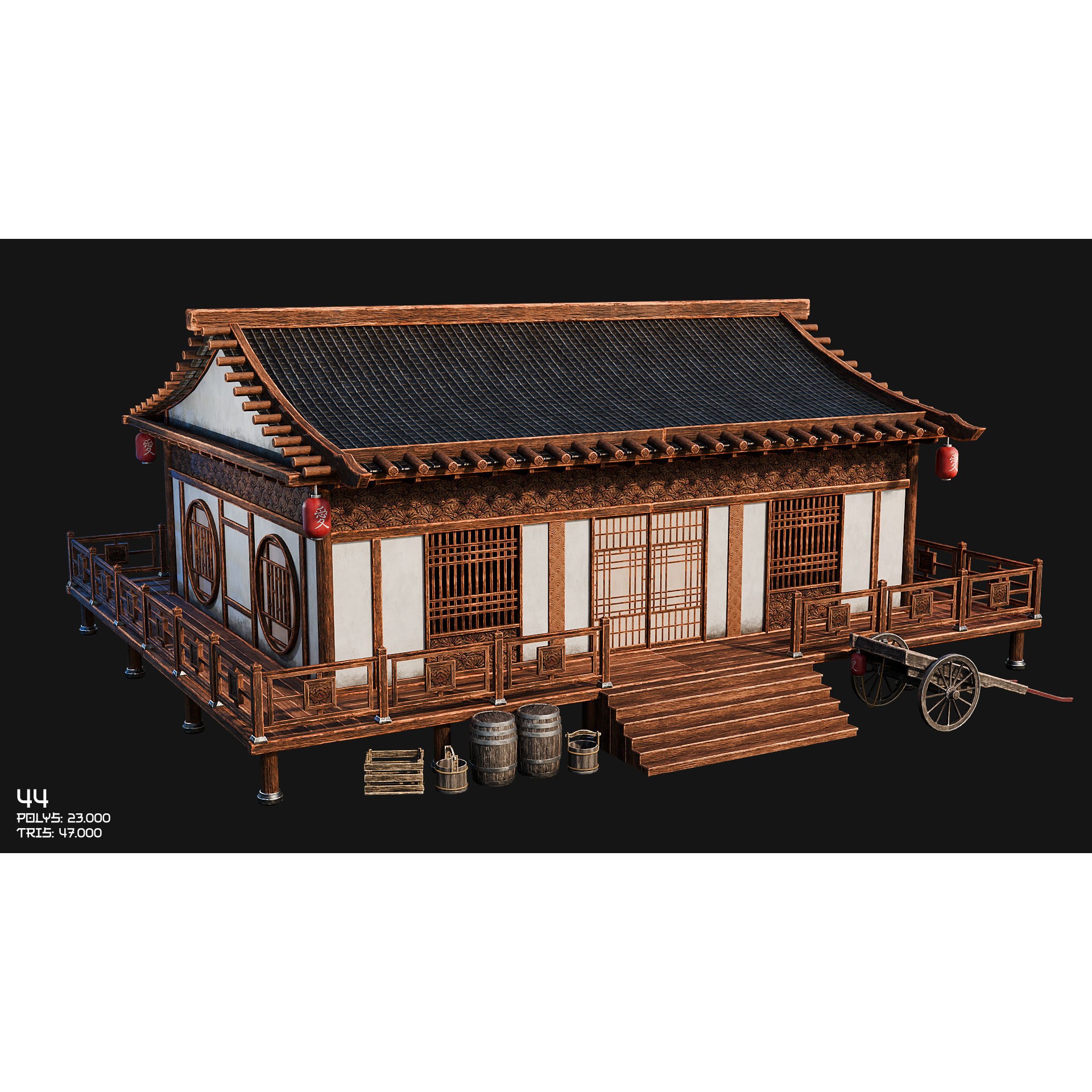 50 Japan Buildings - Low-Poly Game-Ready 3D Model - View 75