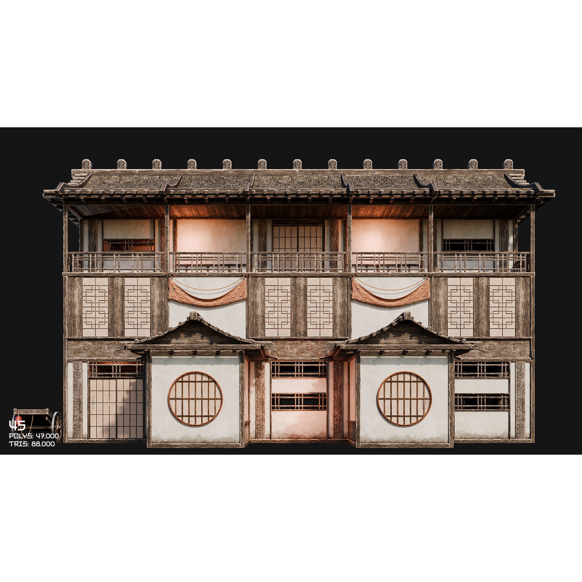 50 Japan Buildings - Low-Poly Game-Ready 3D Model - View 76