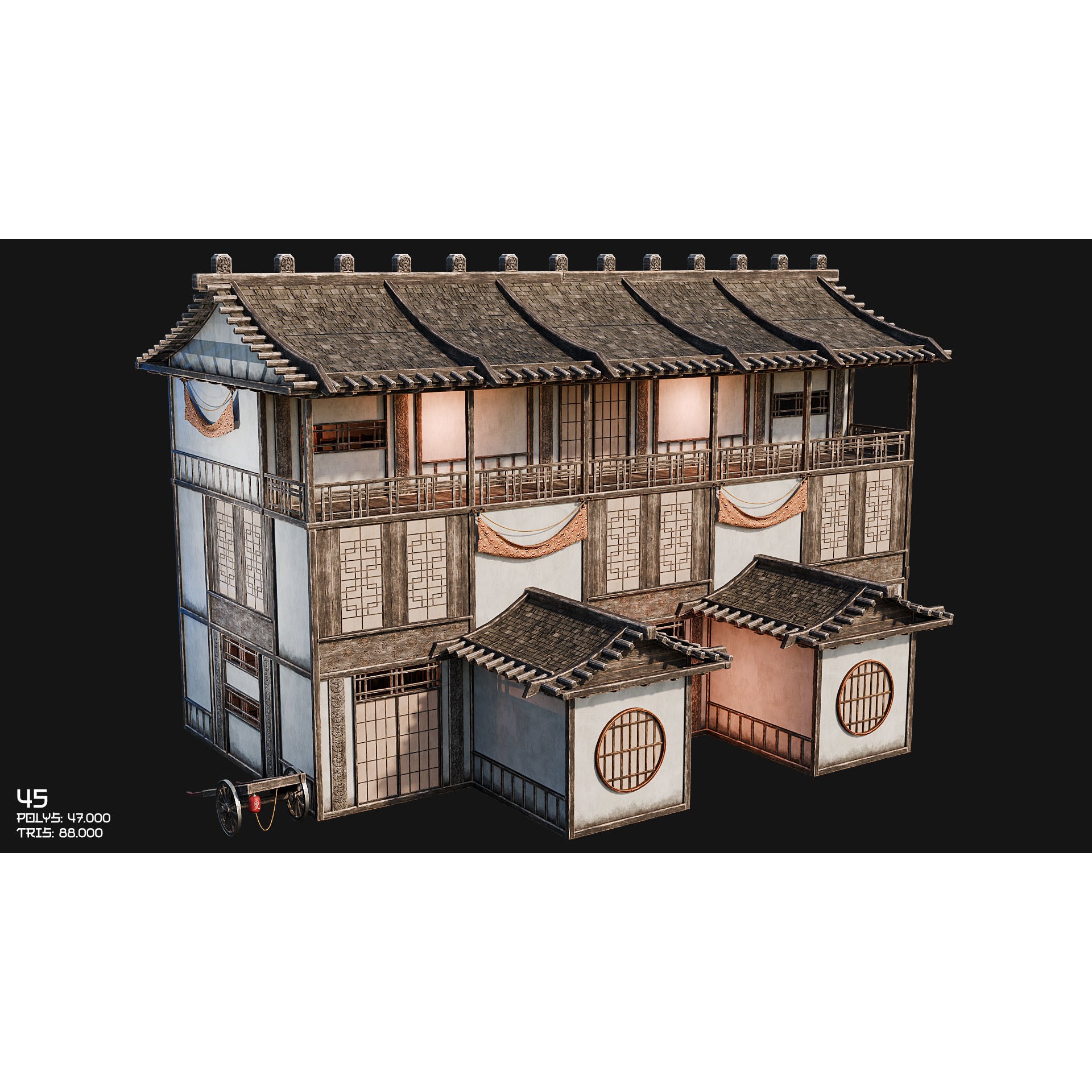 50 Japan Buildings - Low-Poly Game-Ready 3D Model - View 77