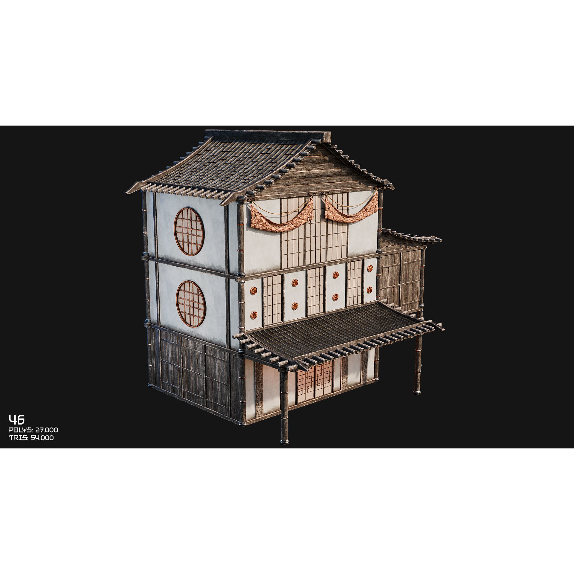50 Japan Buildings - Low-Poly Game-Ready 3D Model - View 78