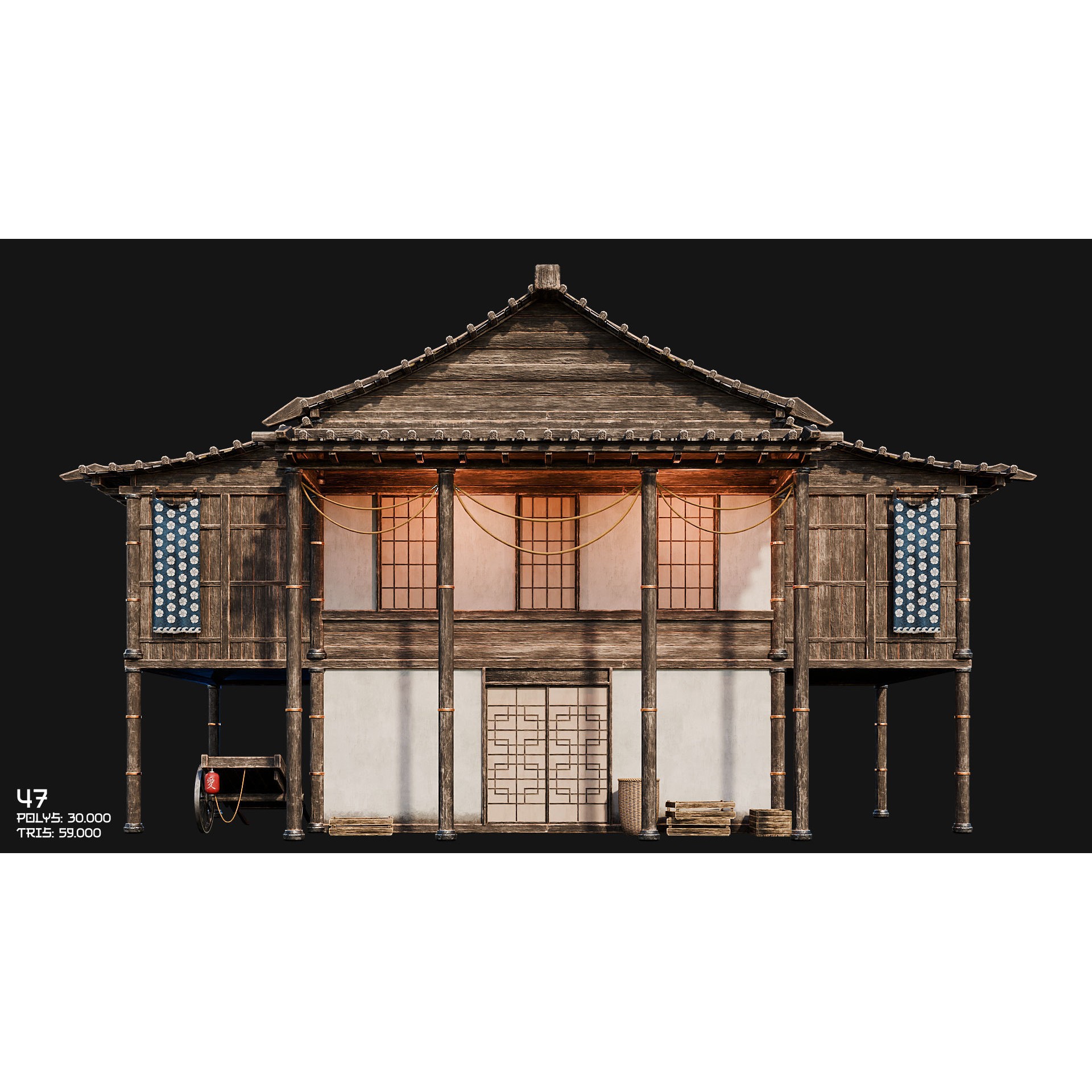 50 Japan Buildings - Low-Poly Game-Ready 3D Model - View 79