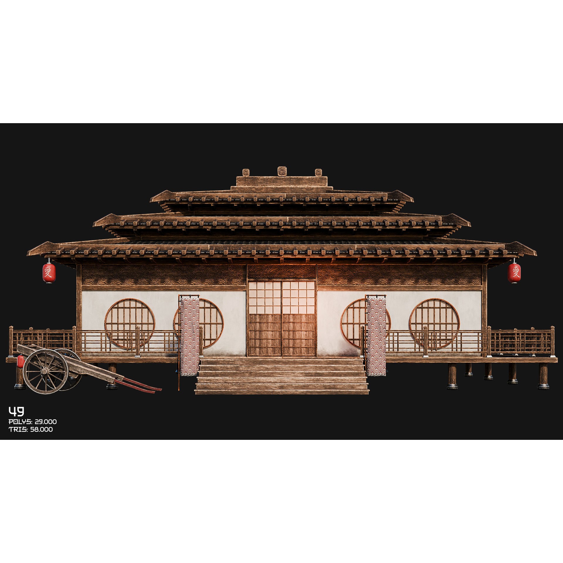50 Japan Buildings - Low-Poly Game-Ready 3D Model - View 83