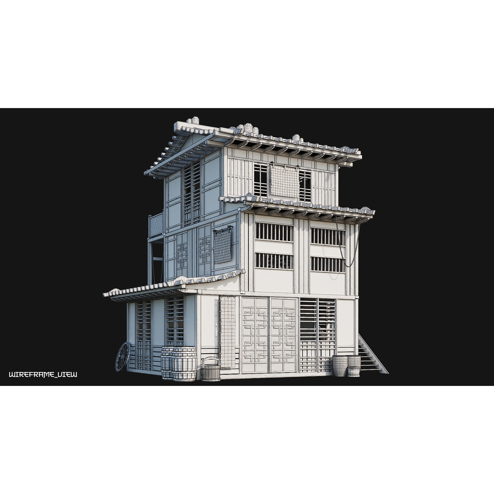 50 Japan Buildings - Low-Poly Game-Ready 3D Model - View 96