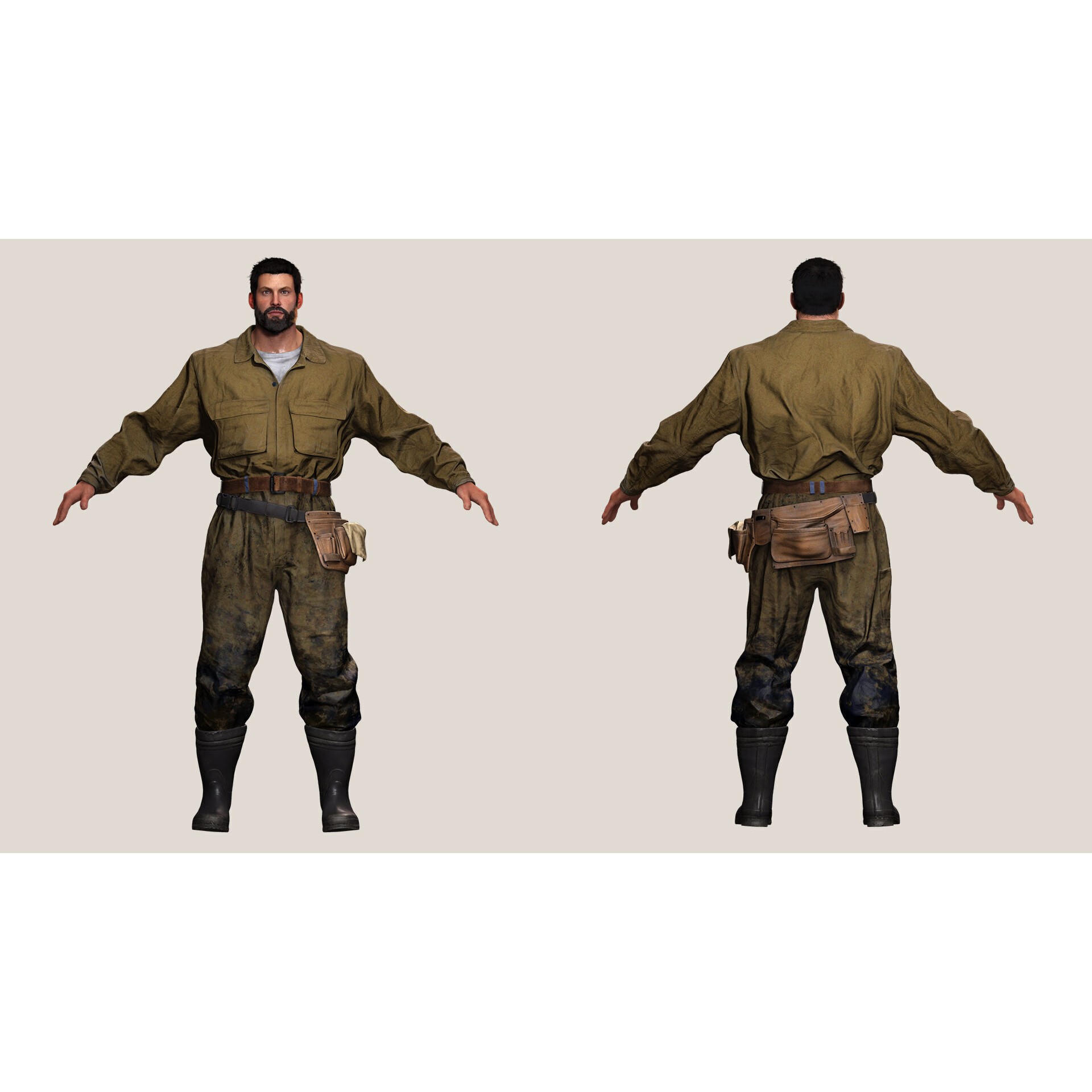 Rick Military Mechanic - Low-Poly Game-Ready 3D Model - View 4