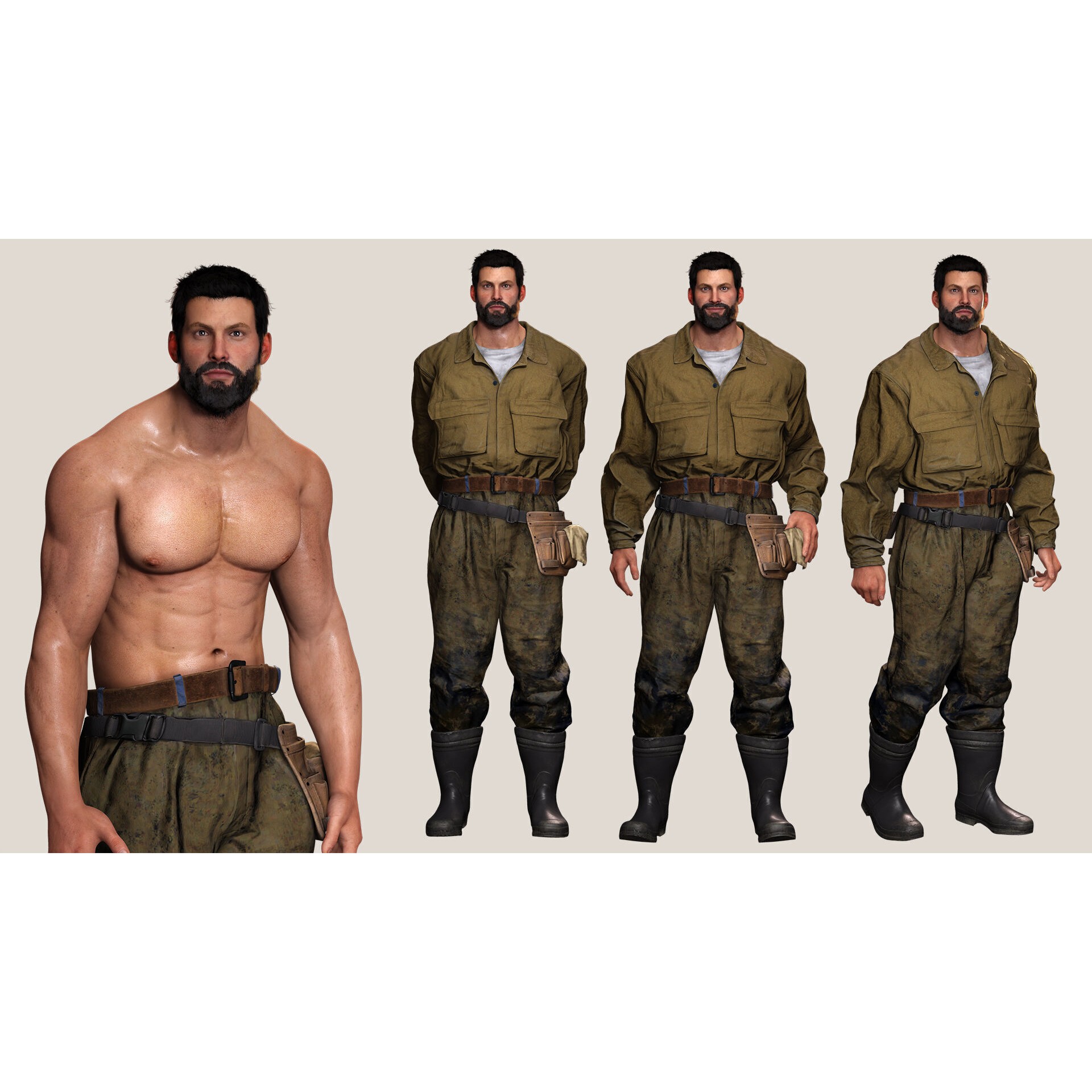 Rick Military Mechanic - Low-Poly Game-Ready 3D Model - View 7