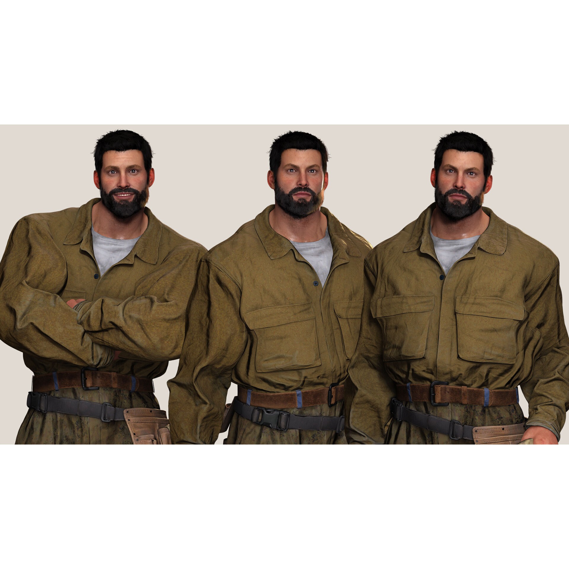 Rick Military Mechanic - Low-Poly Game-Ready 3D Model - View 8
