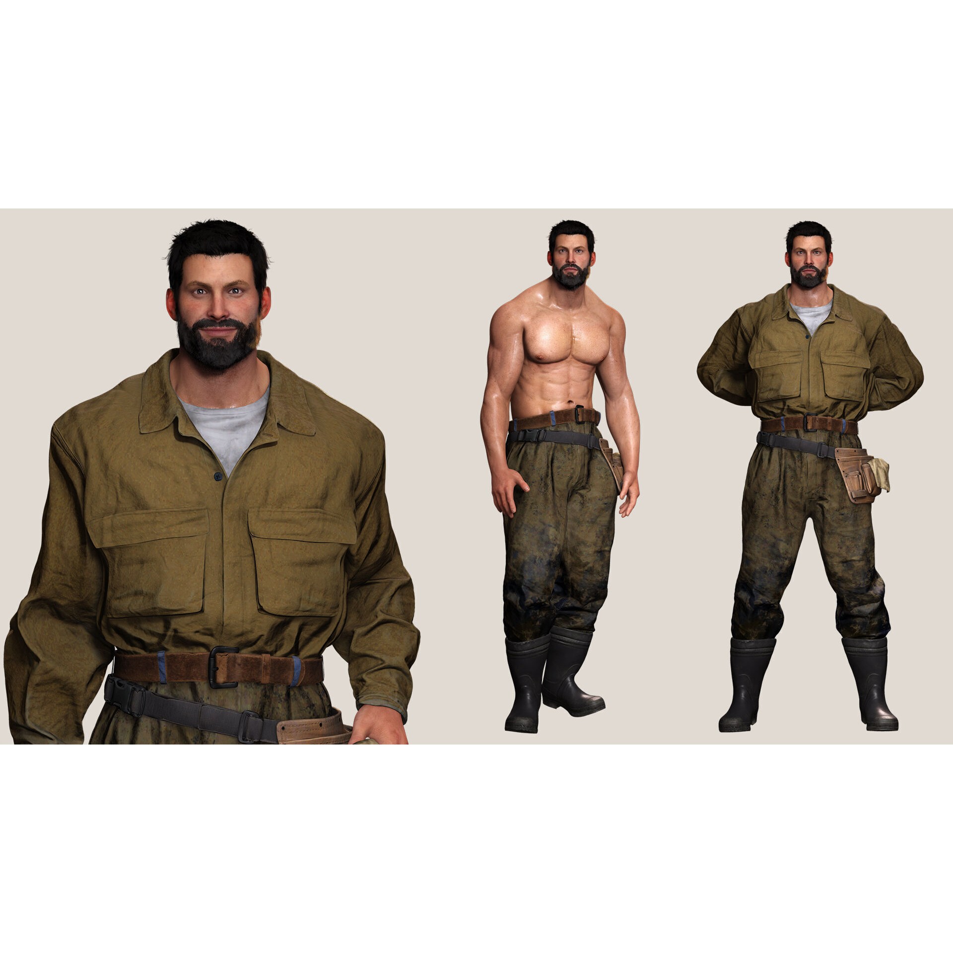 Rick Military Mechanic - Low-Poly Game-Ready 3D Model - View 9