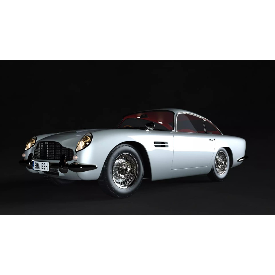 Aston Martin DB5 3D Model – Low Poly Game Asset, FBX, OBJ - View 2
