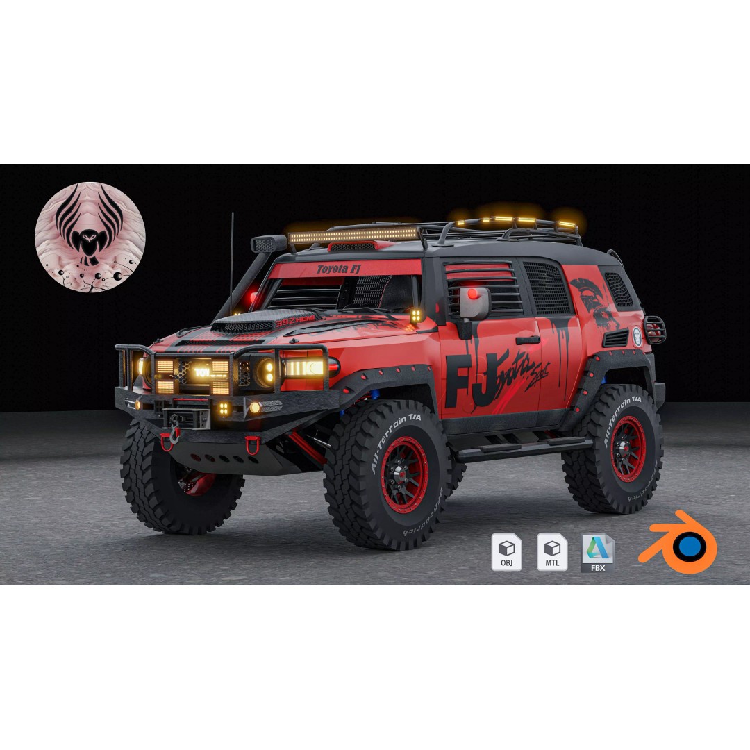 Toyota FJ Cruiser 3D Model – High Poly Rigged Off-Road Asset, Blender, FBX, OBJ - View 2