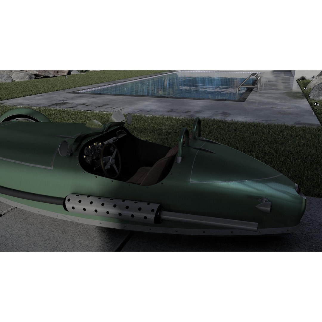 Morgan 3 Wheeler 3D Model – Antique British Roadster, FBX & OBJ - View 11