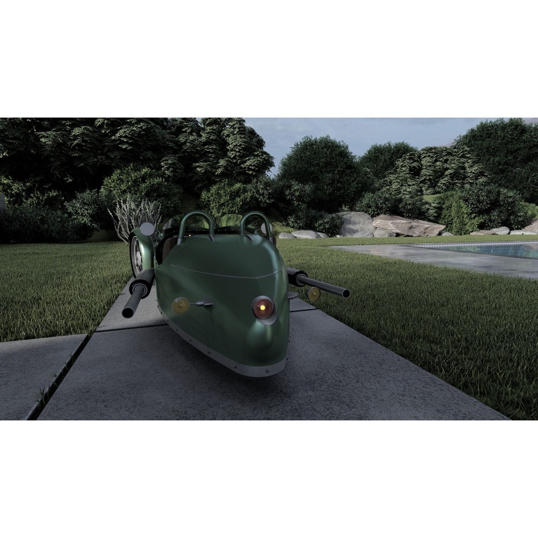 Morgan 3 Wheeler 3D Model – Antique British Roadster, FBX & OBJ - View 12