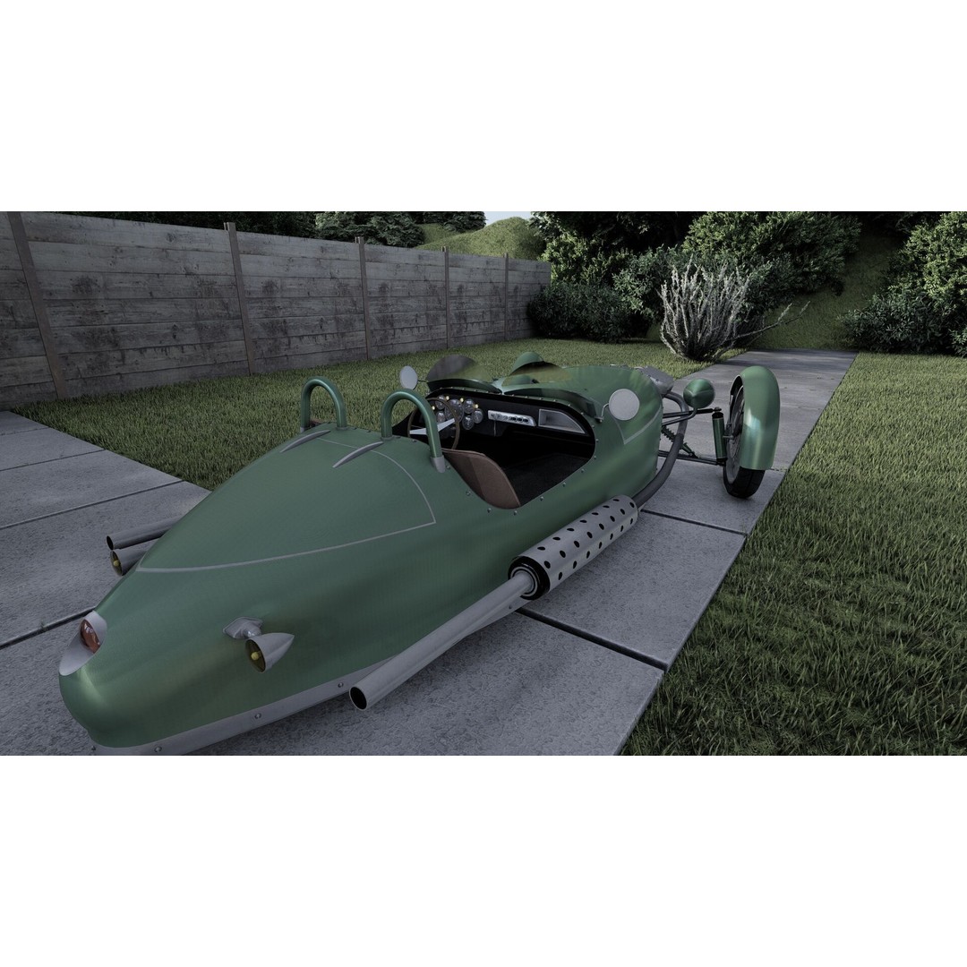 Morgan 3 Wheeler 3D Model – Antique British Roadster, FBX & OBJ - View 13