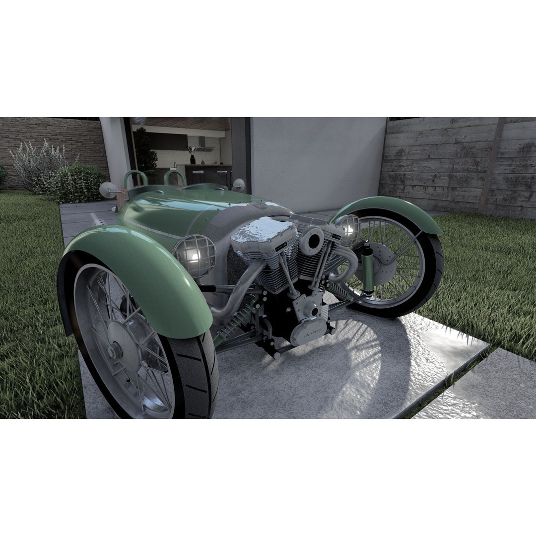 Morgan 3 Wheeler 3D Model – Antique British Roadster, FBX & OBJ - View 15