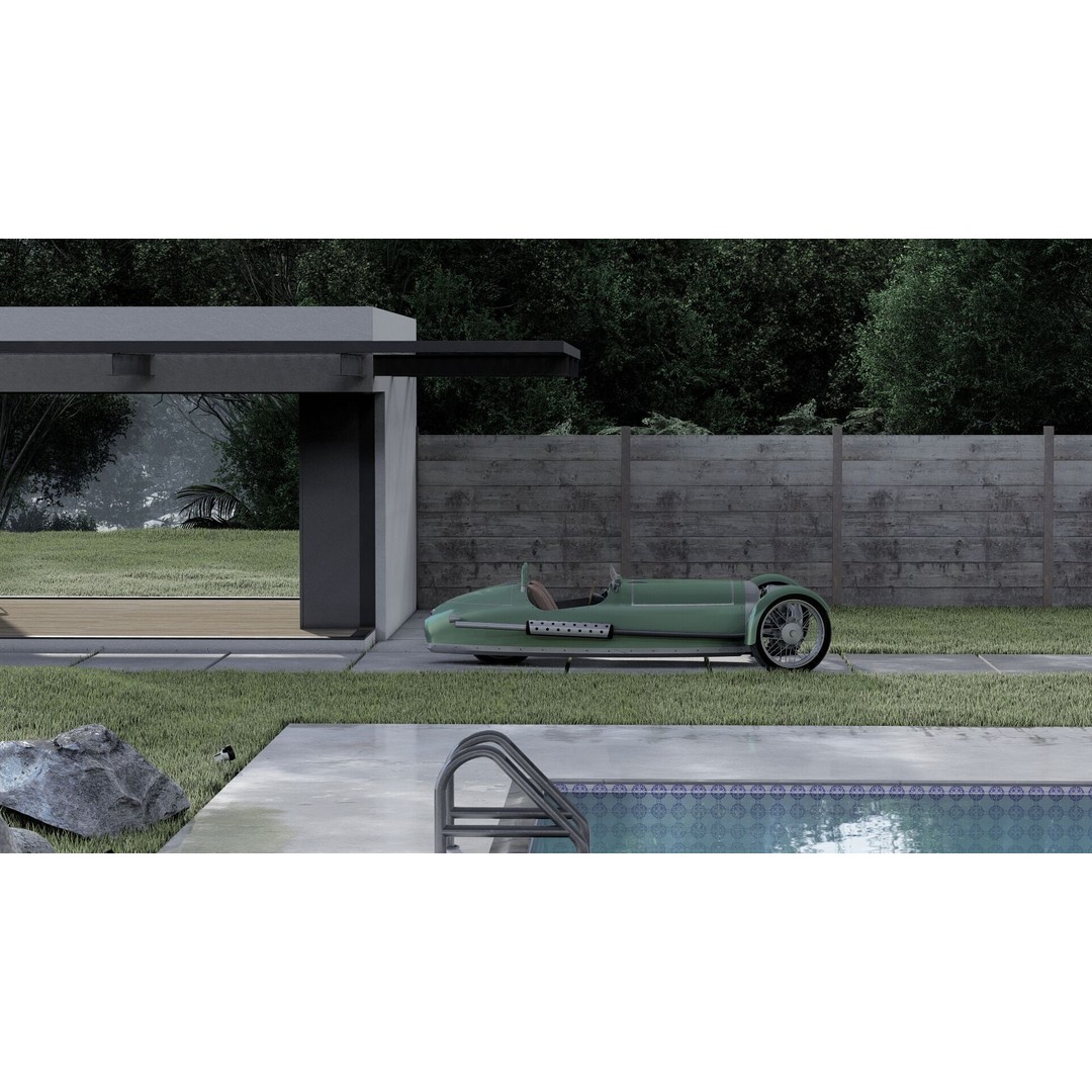 Morgan 3 Wheeler 3D Model – Antique British Roadster, FBX & OBJ - View 17