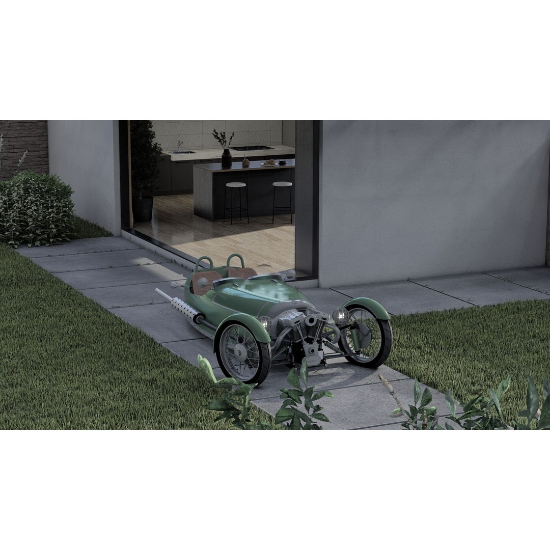 Morgan 3 Wheeler 3D Model – Antique British Roadster, FBX & OBJ - View 19
