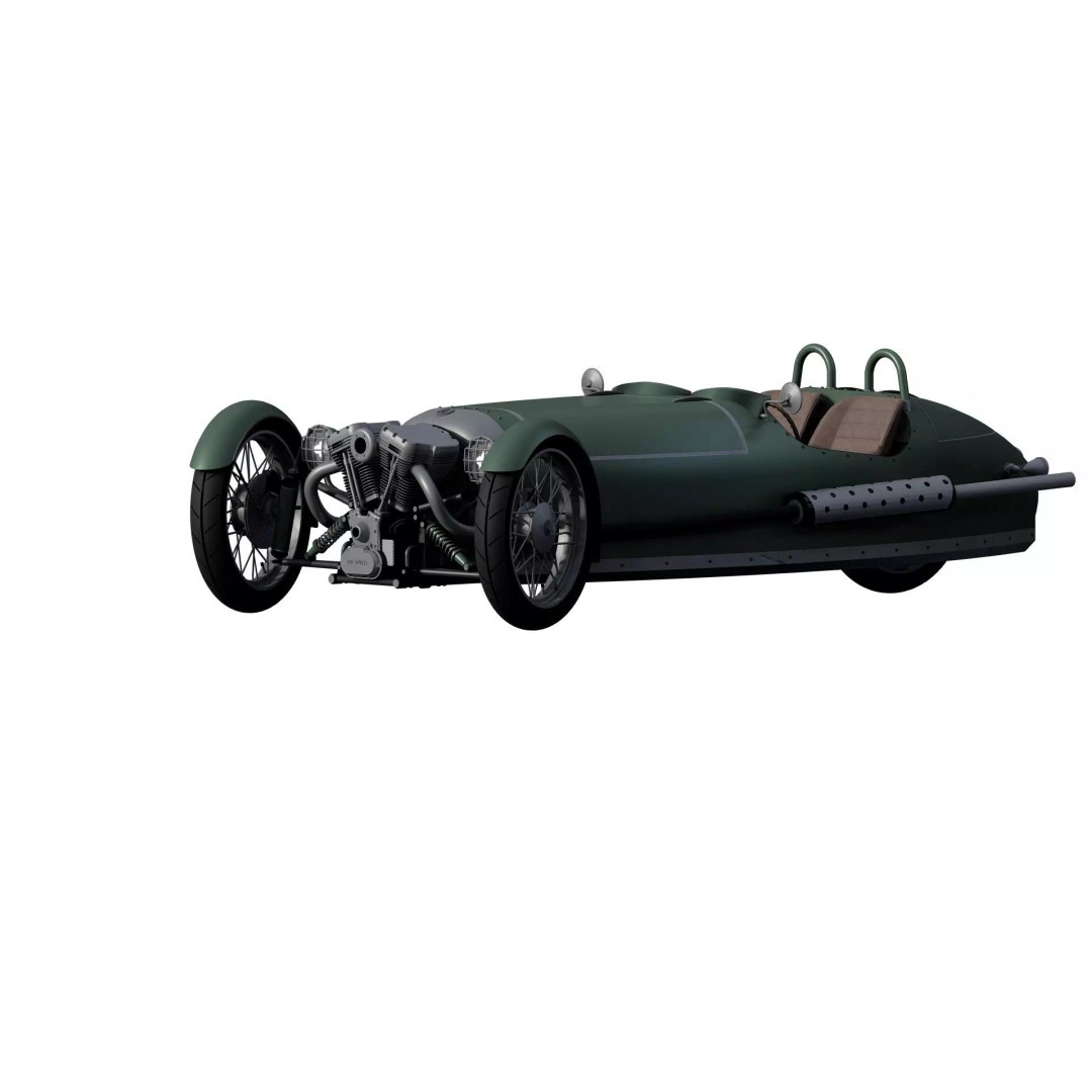 Morgan 3 Wheeler 3D Model – Antique British Roadster, FBX & OBJ - View 2