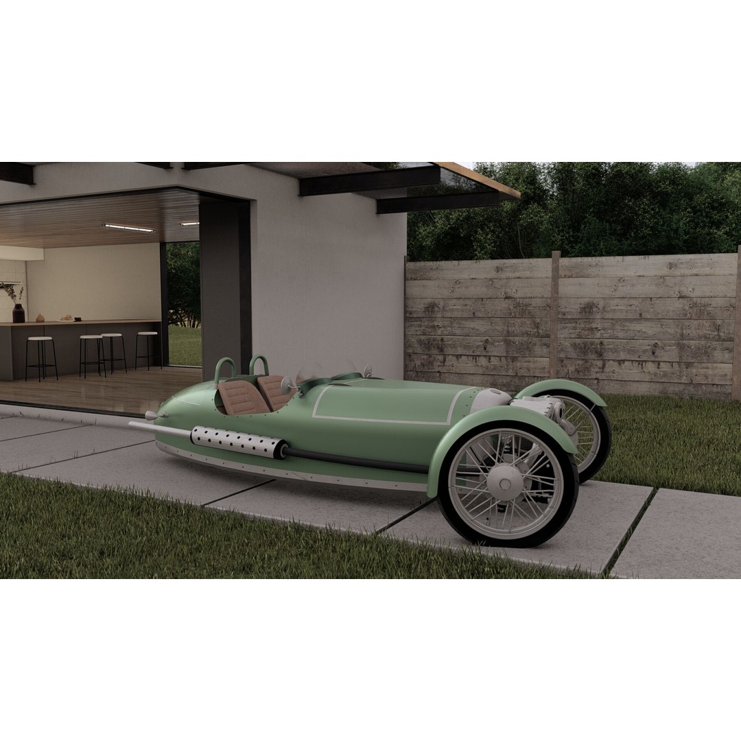 Morgan 3 Wheeler 3D Model – Antique British Roadster, FBX & OBJ - View 21